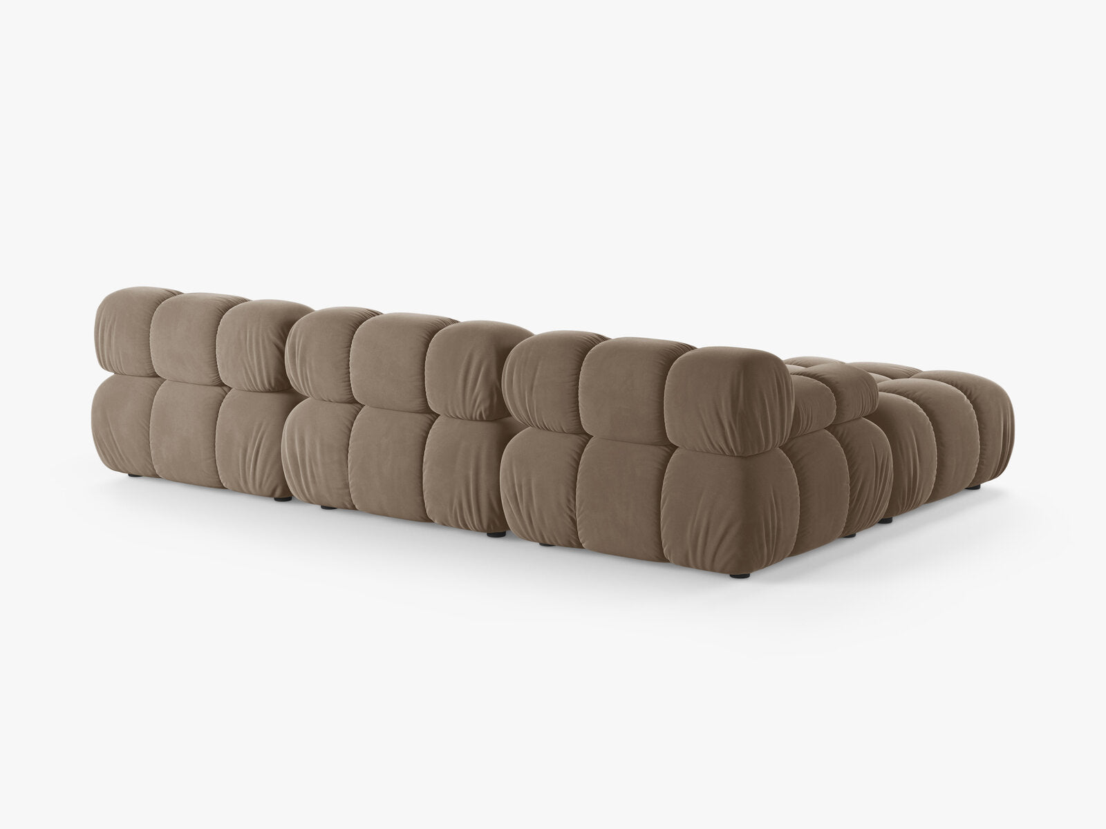 Micadoni Modulares Sofa Bellis 4-Sitzer mit flachem Modul Samt Bluvel Cappuccino