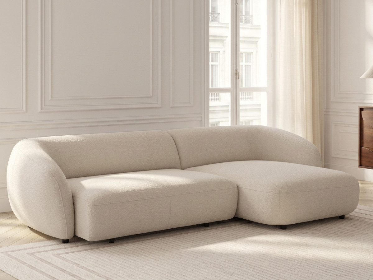 Bobochic Halo Ecksofa mit Schlaffunktion Stoff Beige Ecke rechts