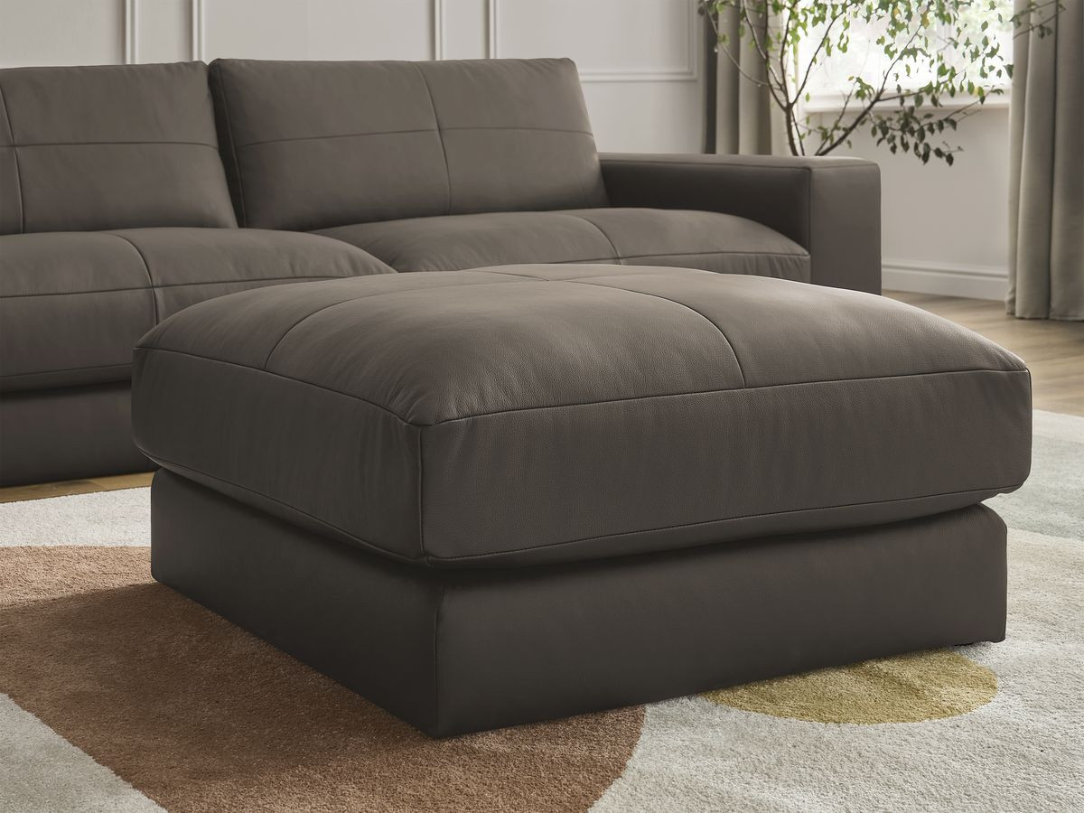 Bobochic Leonard Sofa 4-Sitzer mit Pouf 274 × 109 cm Leder Braun