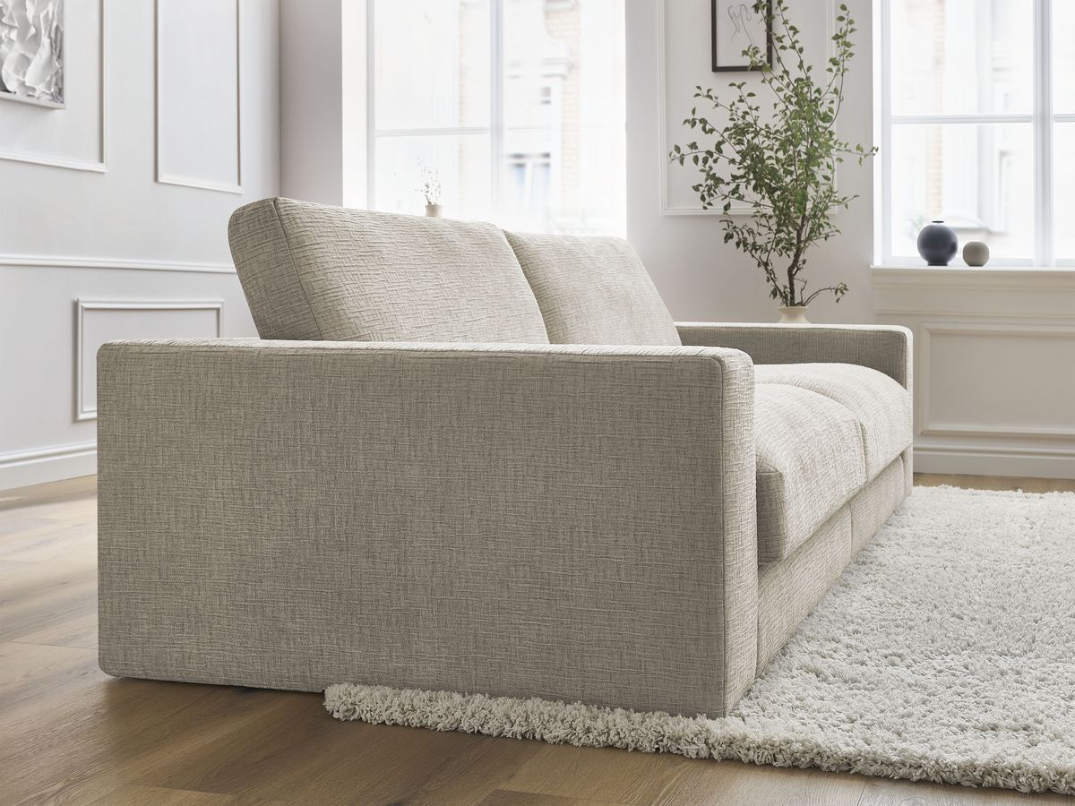 Bobochic Leonard Sofa 3-Sitzer 234 × 109 cm Strukturstoff Beige
