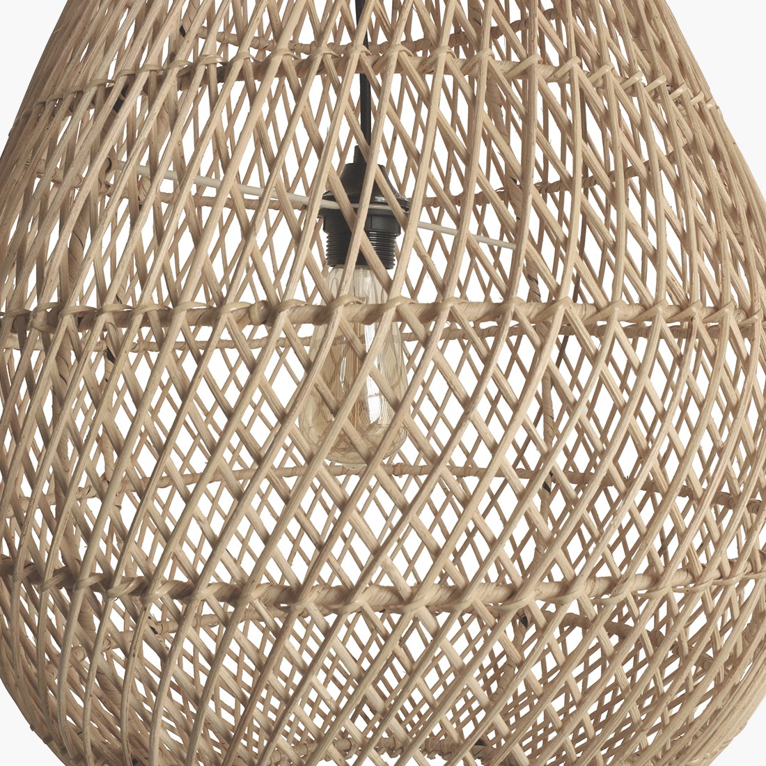 Raw Materials Maze Tropfen-Rattan-Hängelampe natur Ø 45x65cm