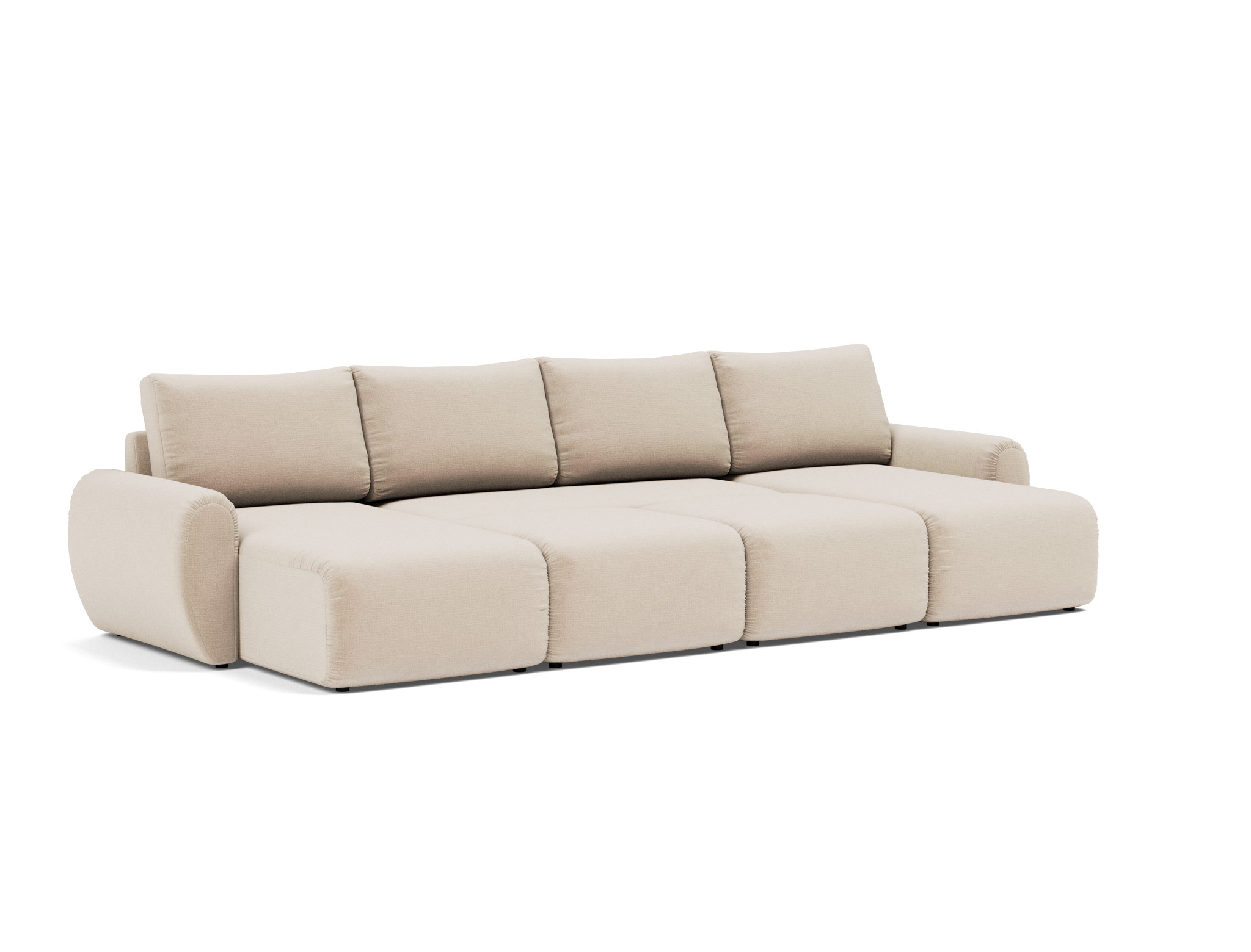 Schlafsofa Norum U-Form mit Curve-Armlehnen Chenille Esina 410-Almond-Beige