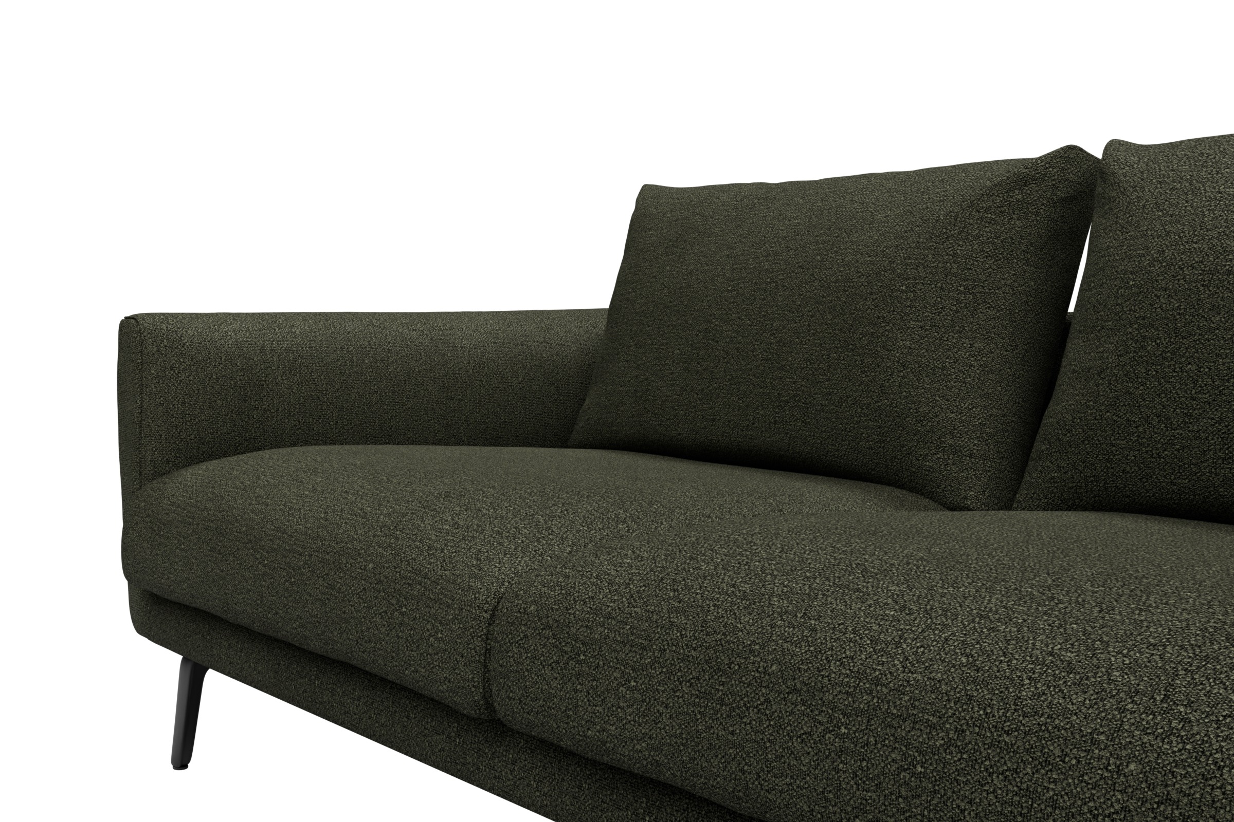 Ecksofa Karl Relax-Ecke rechts mit 2,5-Sitzer Boucle-Forest-Green