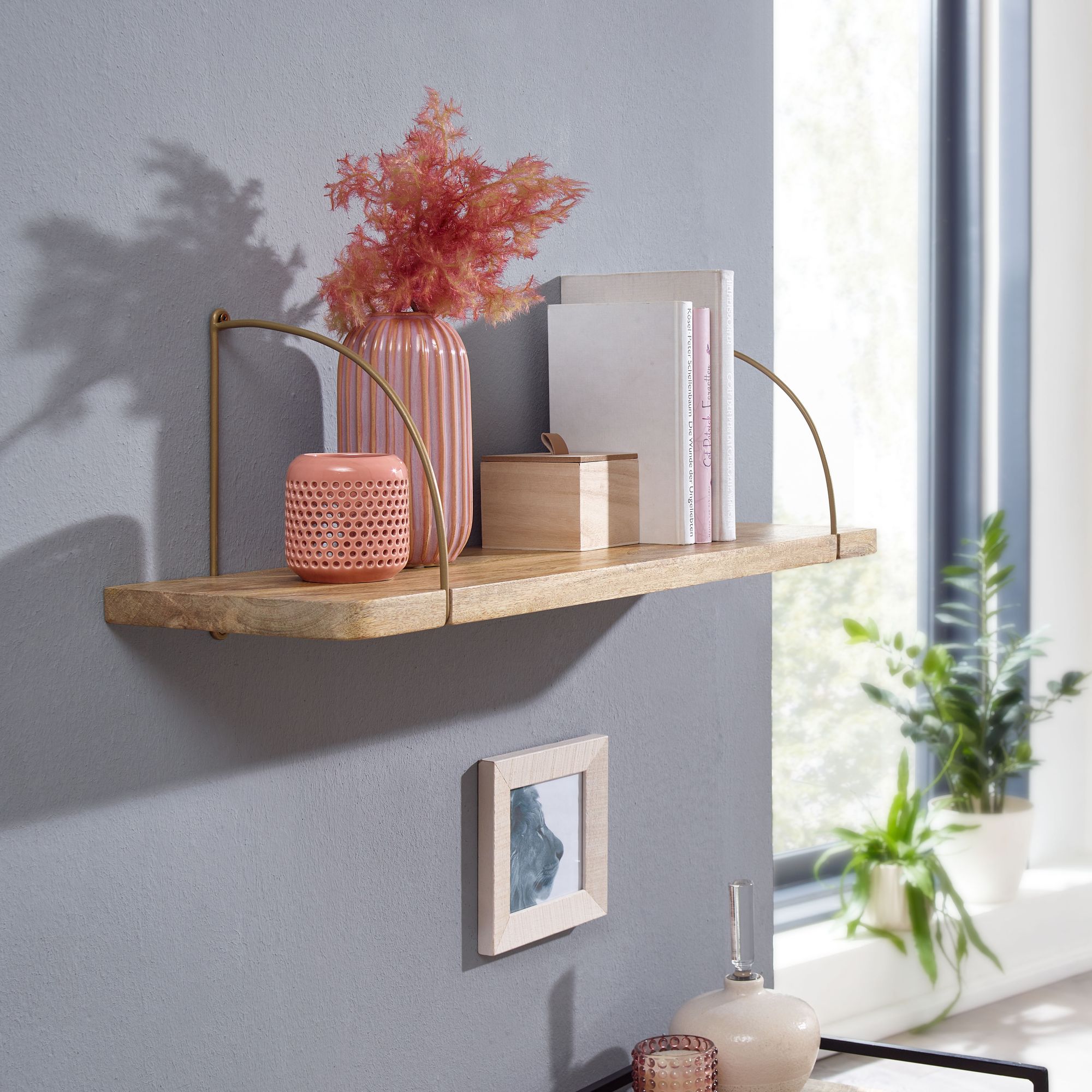 Wandregal Gjerde Mango Massivholz Breite 60 cm
