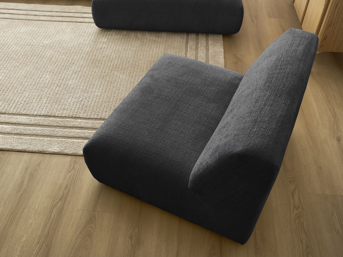 Bobochic Sirius Ecksofa 405 × 170 cm Strukturstoff Schwarz Ecke rechts