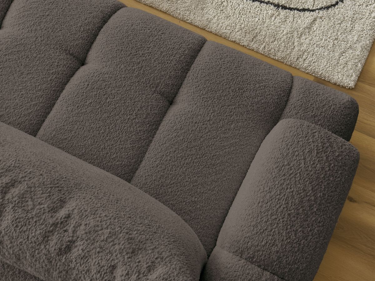 Bobochic Fuji Ecksofa mit Schlaffunktion und Bettkasten 292 × 160 cm Bouclé-Stoff Braun Ecke rechts