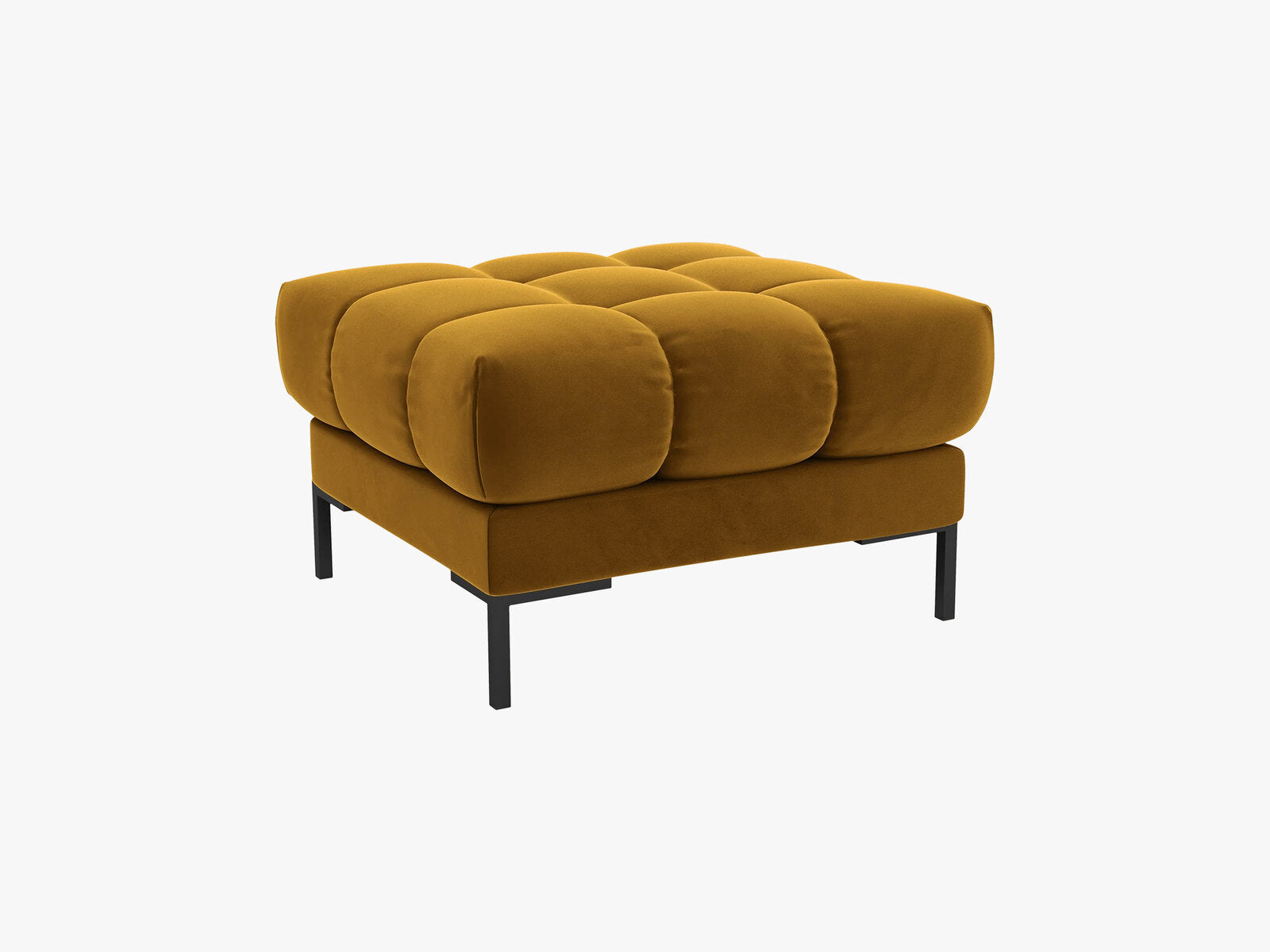 Micadoni Hocker Mamaia 1-Sitzer Samt Bluvel Gelb schwarze Beine
