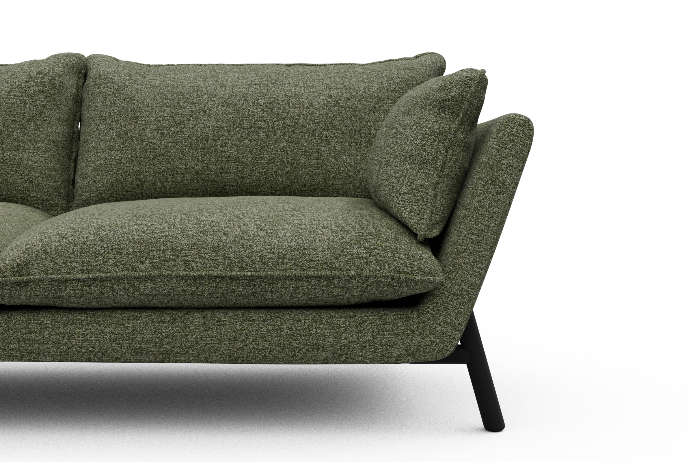 Sofa Emil PREMIUM 2-Sitzer Beinfarbe Eiche Schwarz Carreno-Vivid-Green
