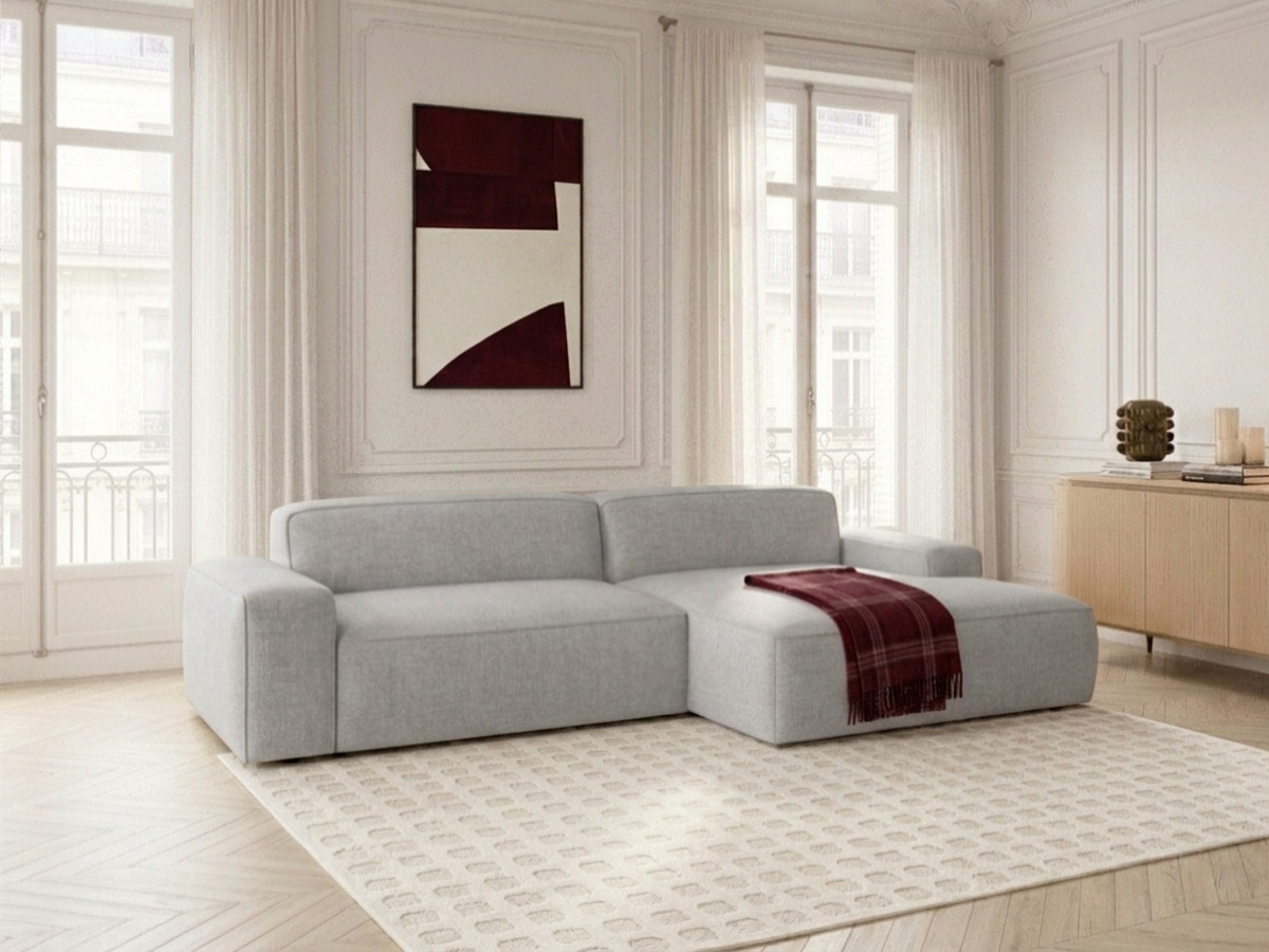 Bobochic Abel Ecksofa mit Schlaffunktion Melange-Stoff Grau Ecke rechts