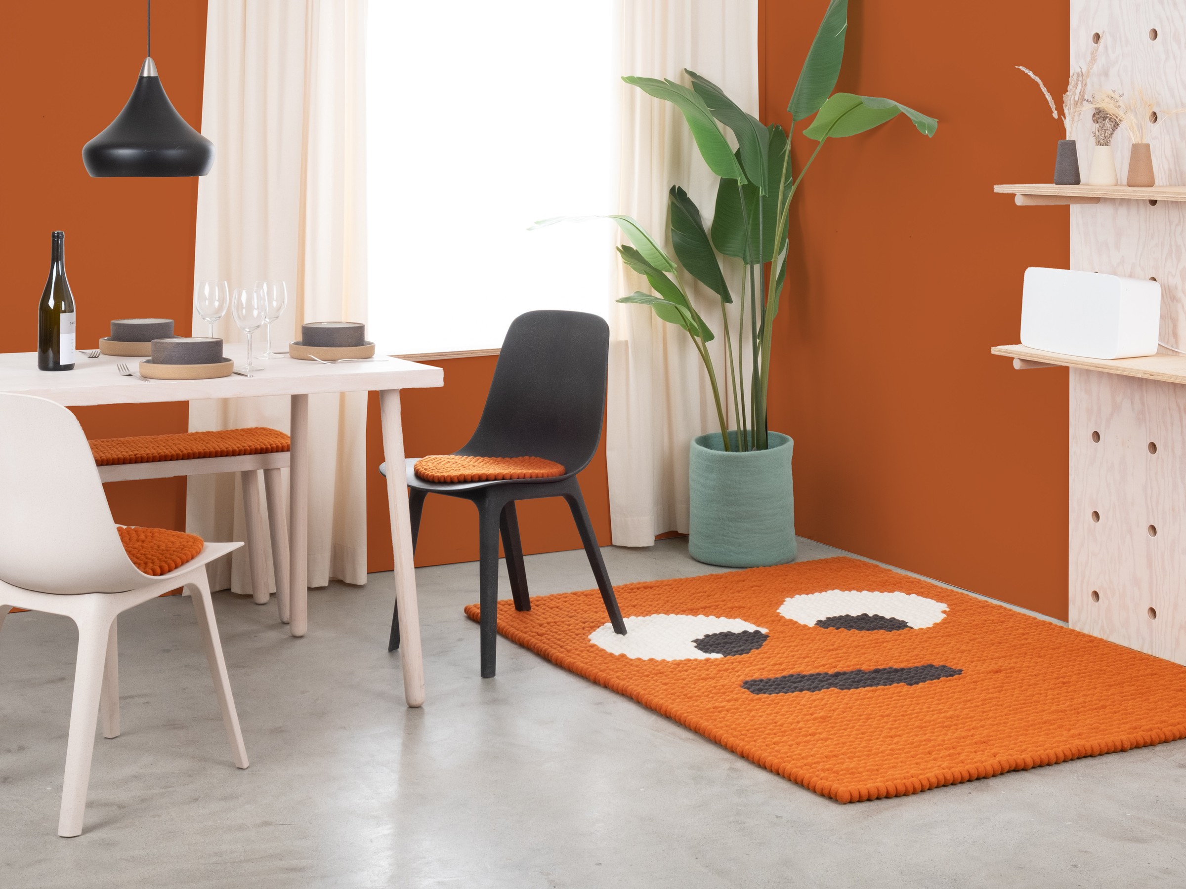 myfelt Dieter Filzkugelteppich Orange