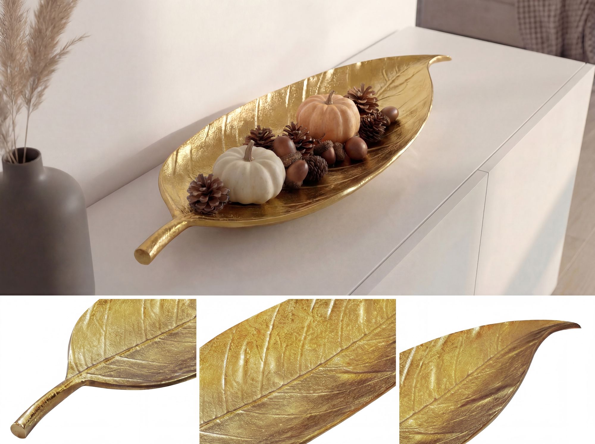 Dekoschale Rennebu Aluminium Gold 61 × 18 × 4 cm