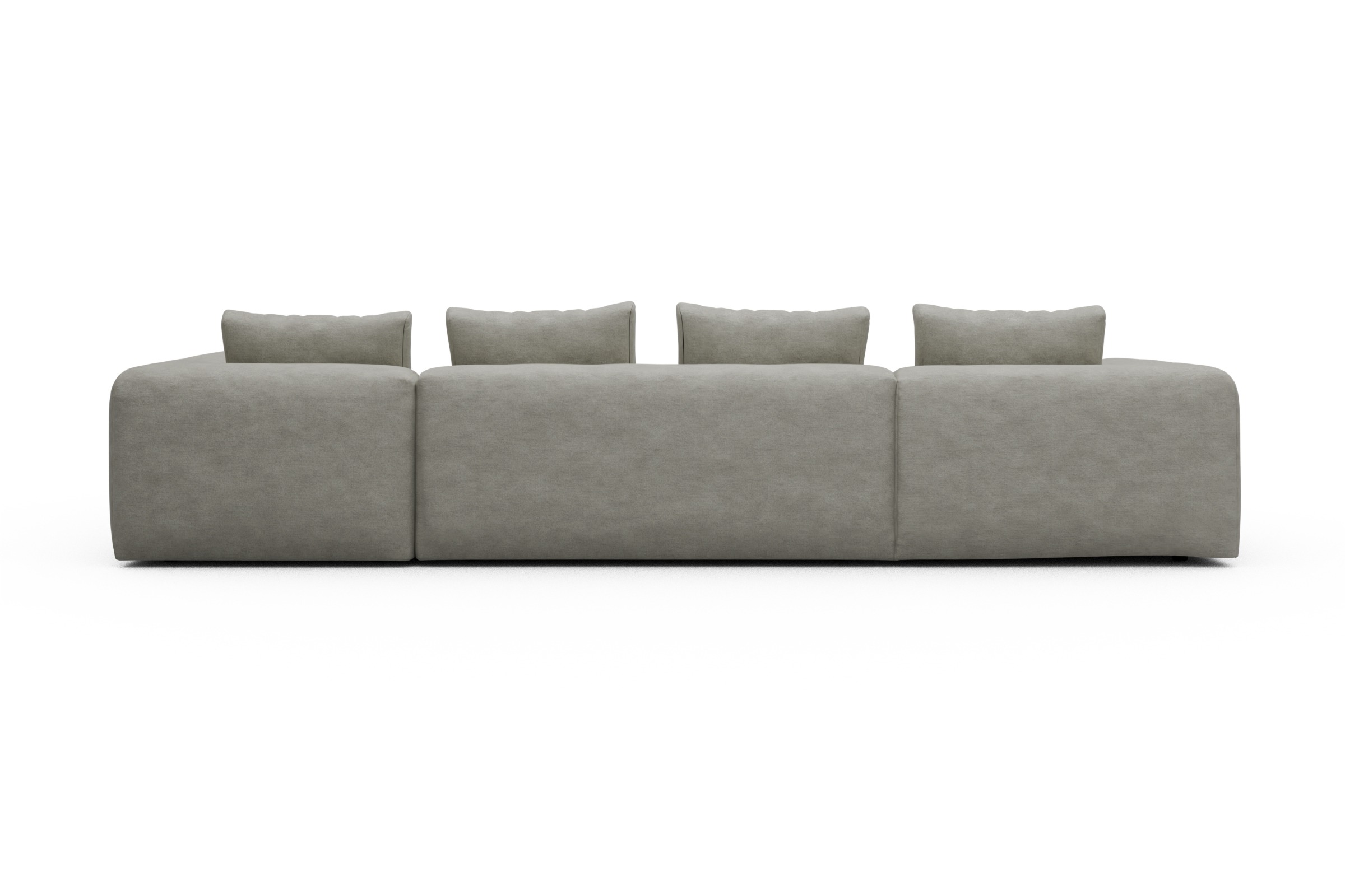 Wohnlandschaft Fred Chaiselongue links mit 2-Sitzer und lange Armlehne rechts Carreno-Moon-Stone-White