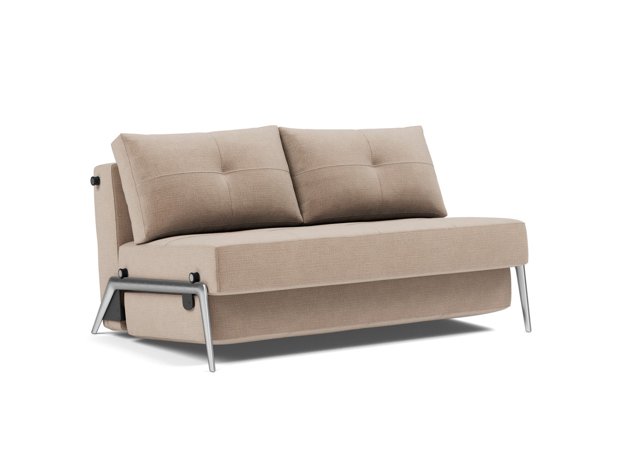 Schlafsofa Cubed 140 Chenille Esina 417-Mocha Beine Aluminium