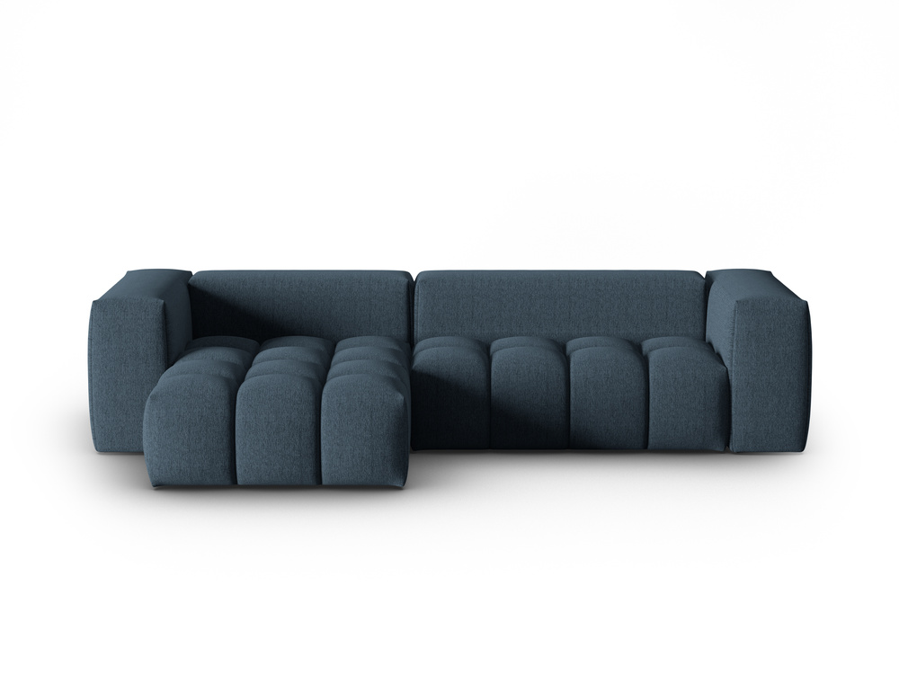 Cosmopolitan Design Ecksofa Verona 3-Sitzer Strukturierter Stoff Sorella Dunkelblau Links