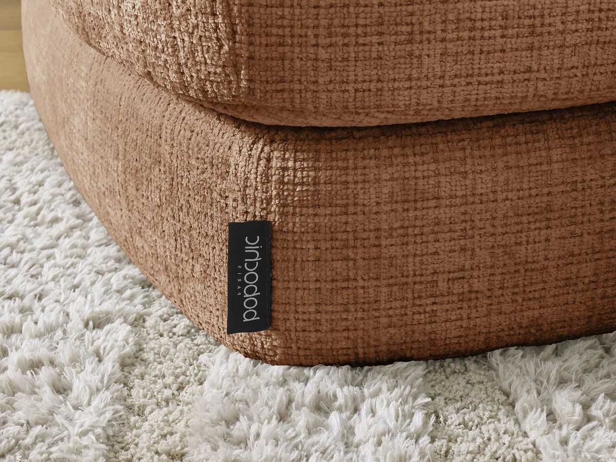 Bobochic Leonore Ecksofa mit Pouf Strukturstoff Orange Ecke links