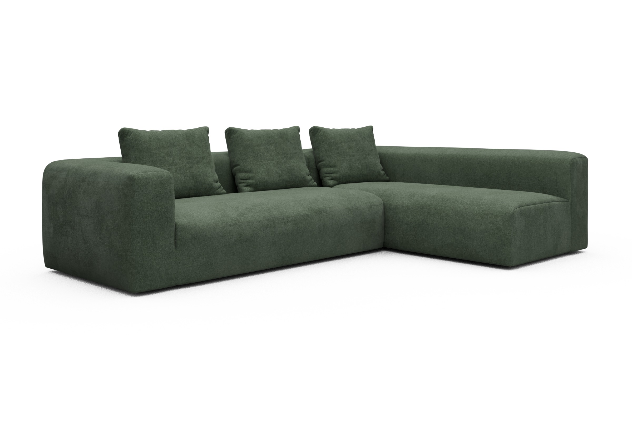Ecksofa Fred 2x 2,5-Sitzer rechts offen Casone-Forest-Green