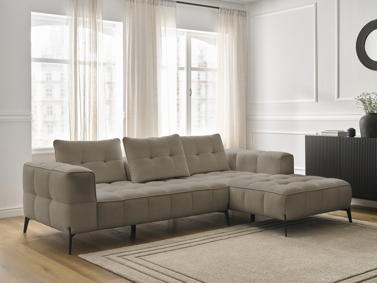 Bobochic Anis Ecksofa Strukturstoff Taupe Ecke rechts
