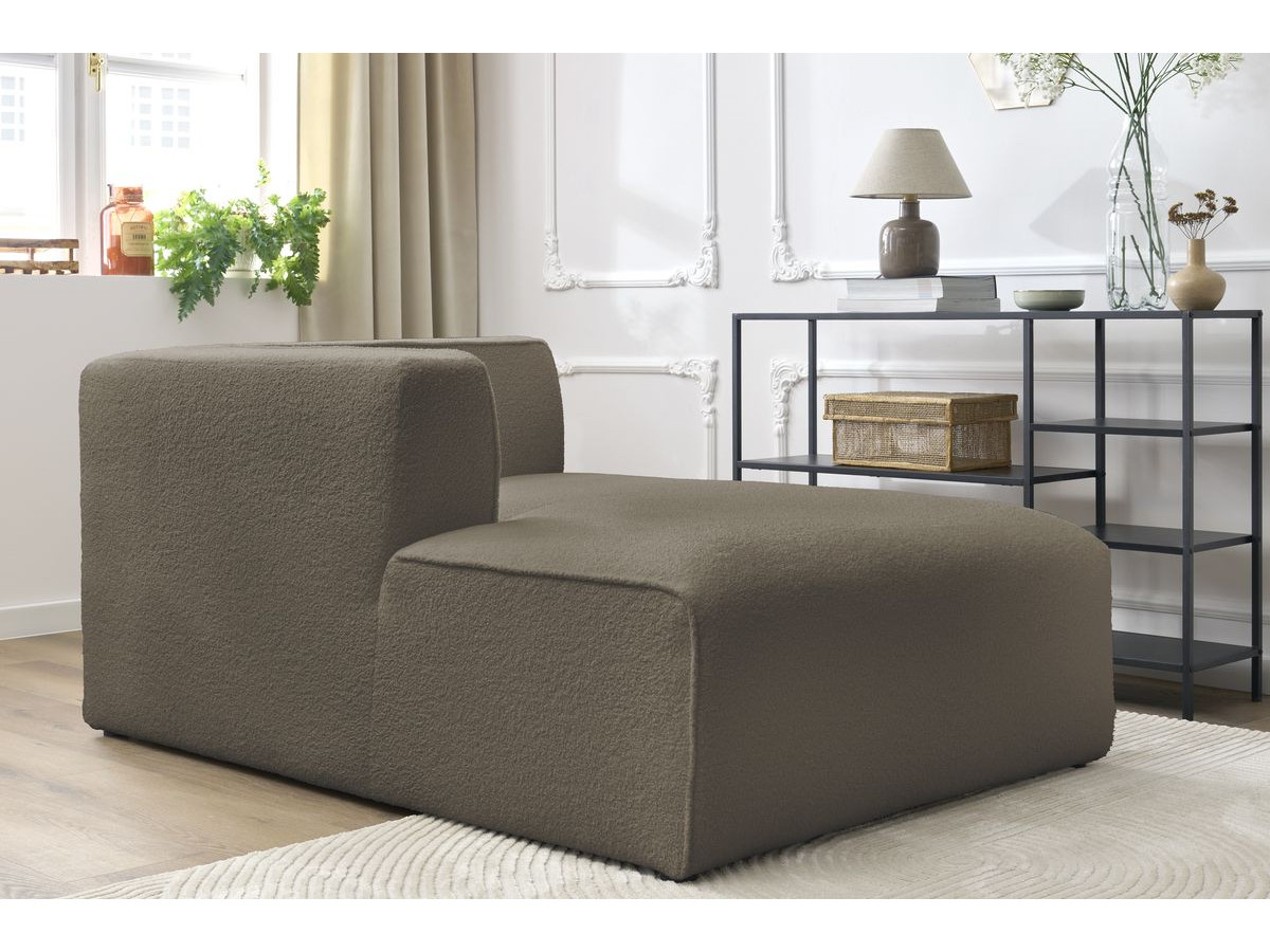Bobochic Megeve Méridienne-Modul Bouclé-Stoff Braun Ecke links