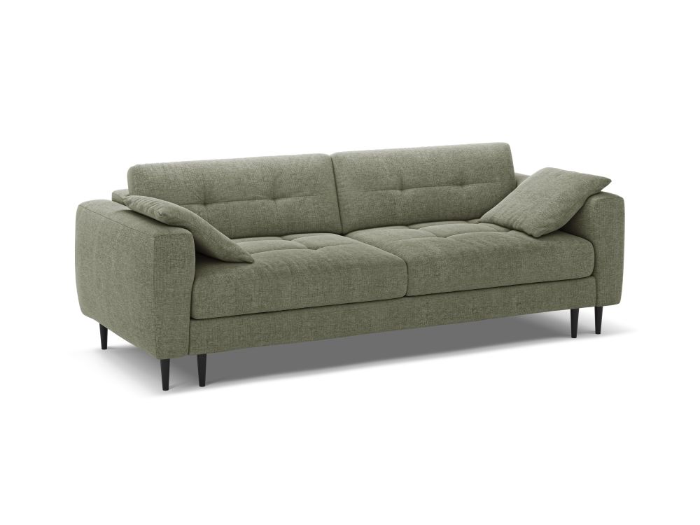 Cosmopolitan Design Schlafsofa Lazio 3-Sitzer Strukturierter Stoff Sorella Dunkles Olivgrün