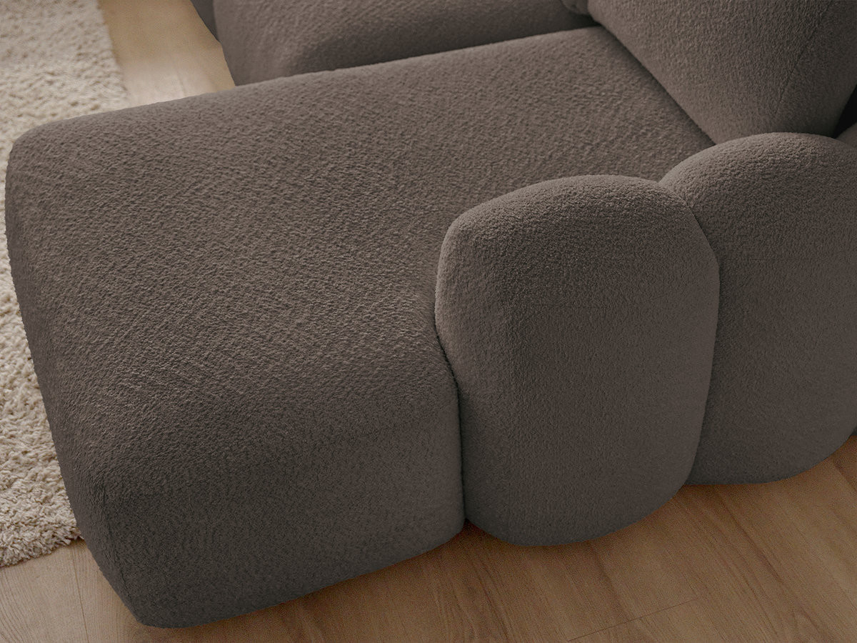 Bobochic Montaigne Ecksofa mit Schlaffunktion und Bettkasten 288 × 196 cm Bouclé-Stoff Braun Ecke rechts