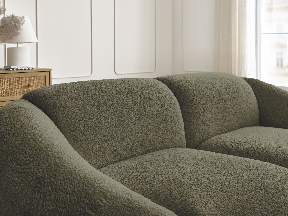 Bobochic Tina Sofa 2-Sitzer Bouclé-Stoff Grün