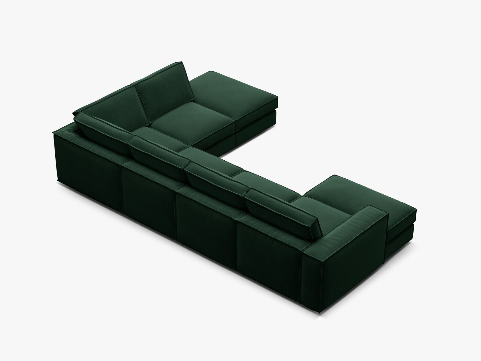 Micadoni modulares Panorama Ecksofa Pola 5-Sitzer Rechts Samt Salvador Flaschengrün