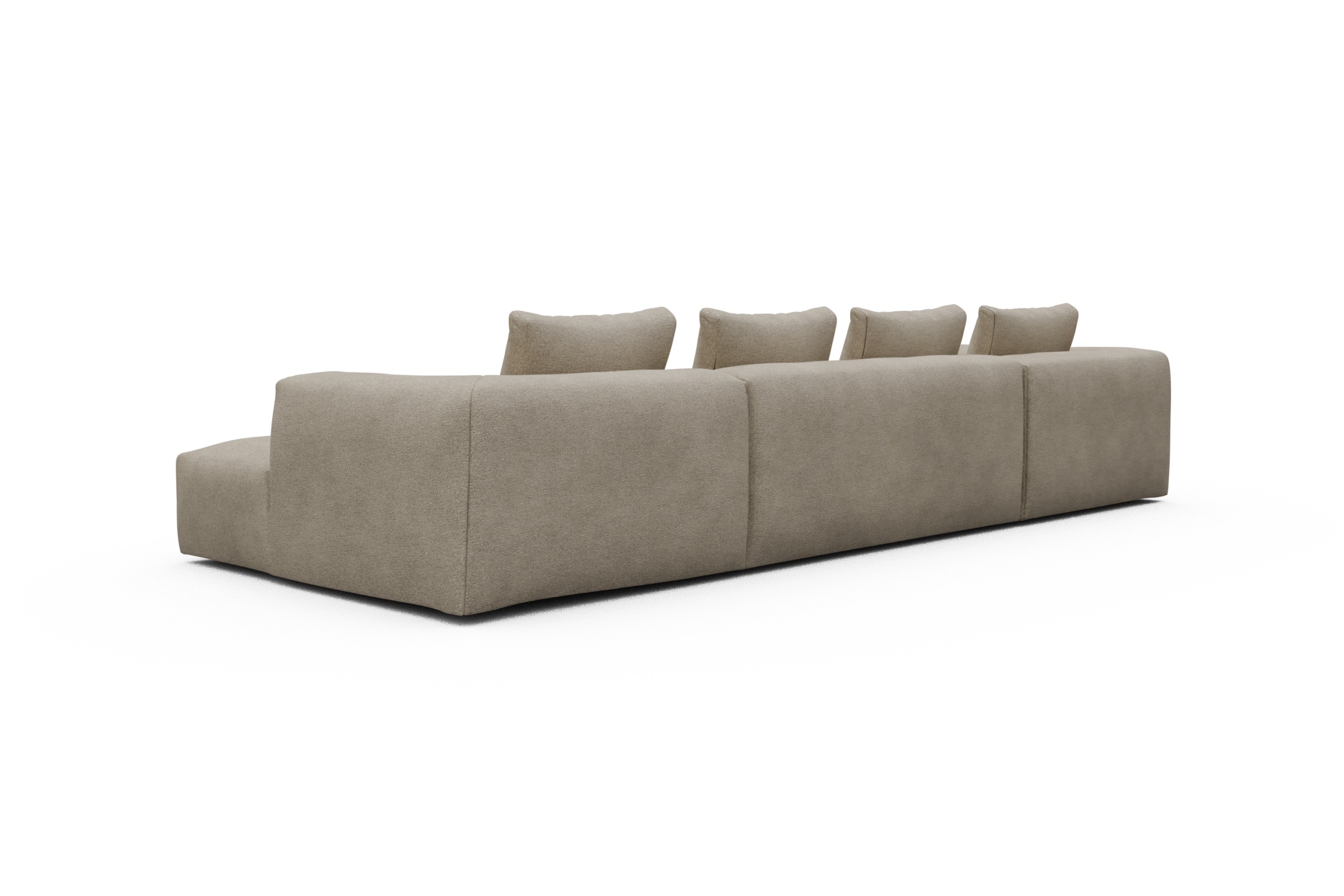 Wohnlandschaft Fred Relax-Ecke links mit 2-Sitzer und Chaiselongue rechts Boucle-Belge