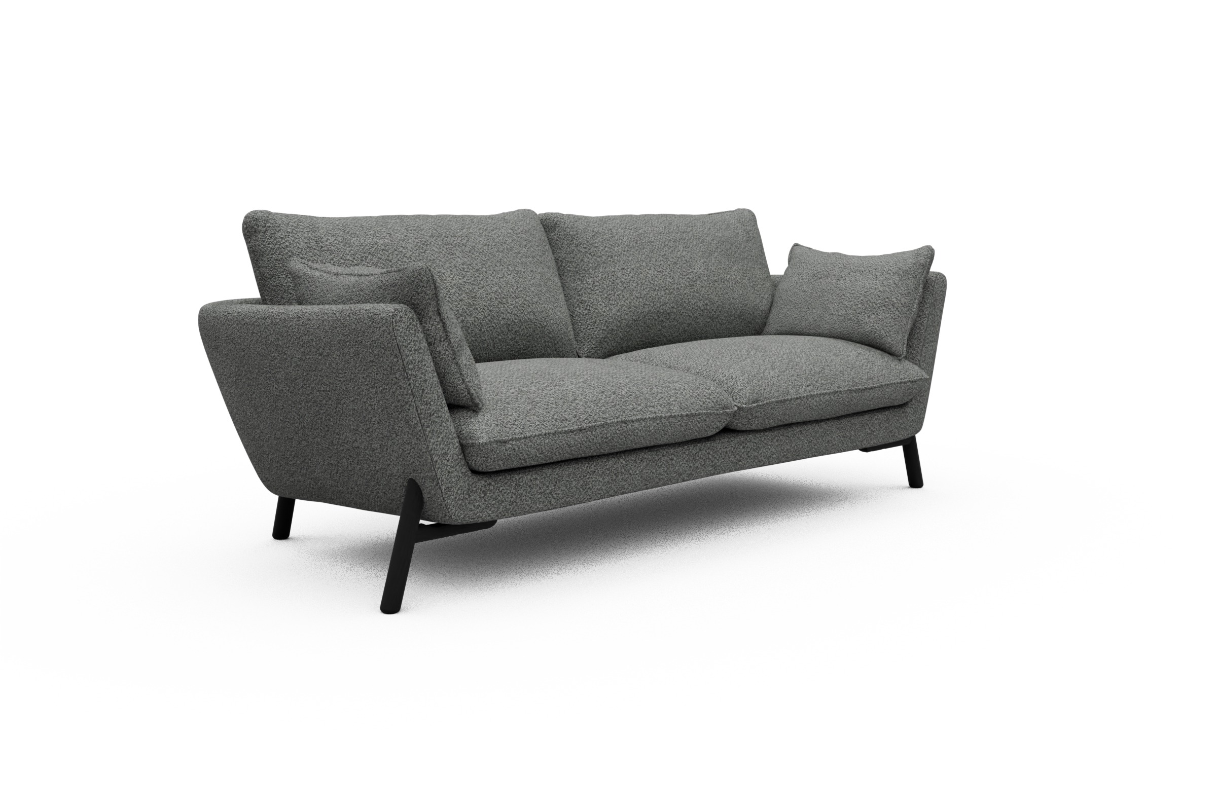 Sofa Emil 3-Sitzer Beinfarbe Eiche Schwarz Vanora-Warm-Grey