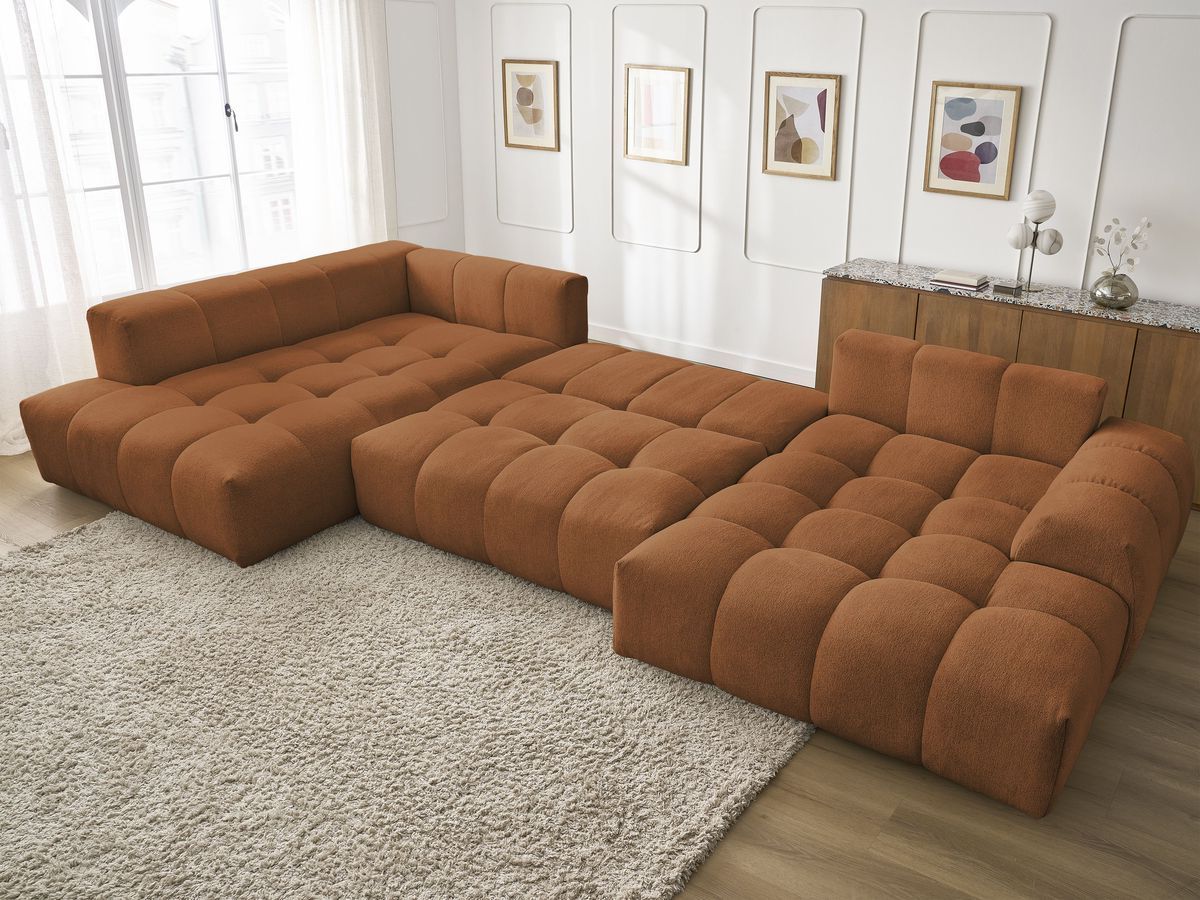 Bobochic Everest Wohnlandschaft, 14 Kissen Melange-Stoff Orange Ecke rechts