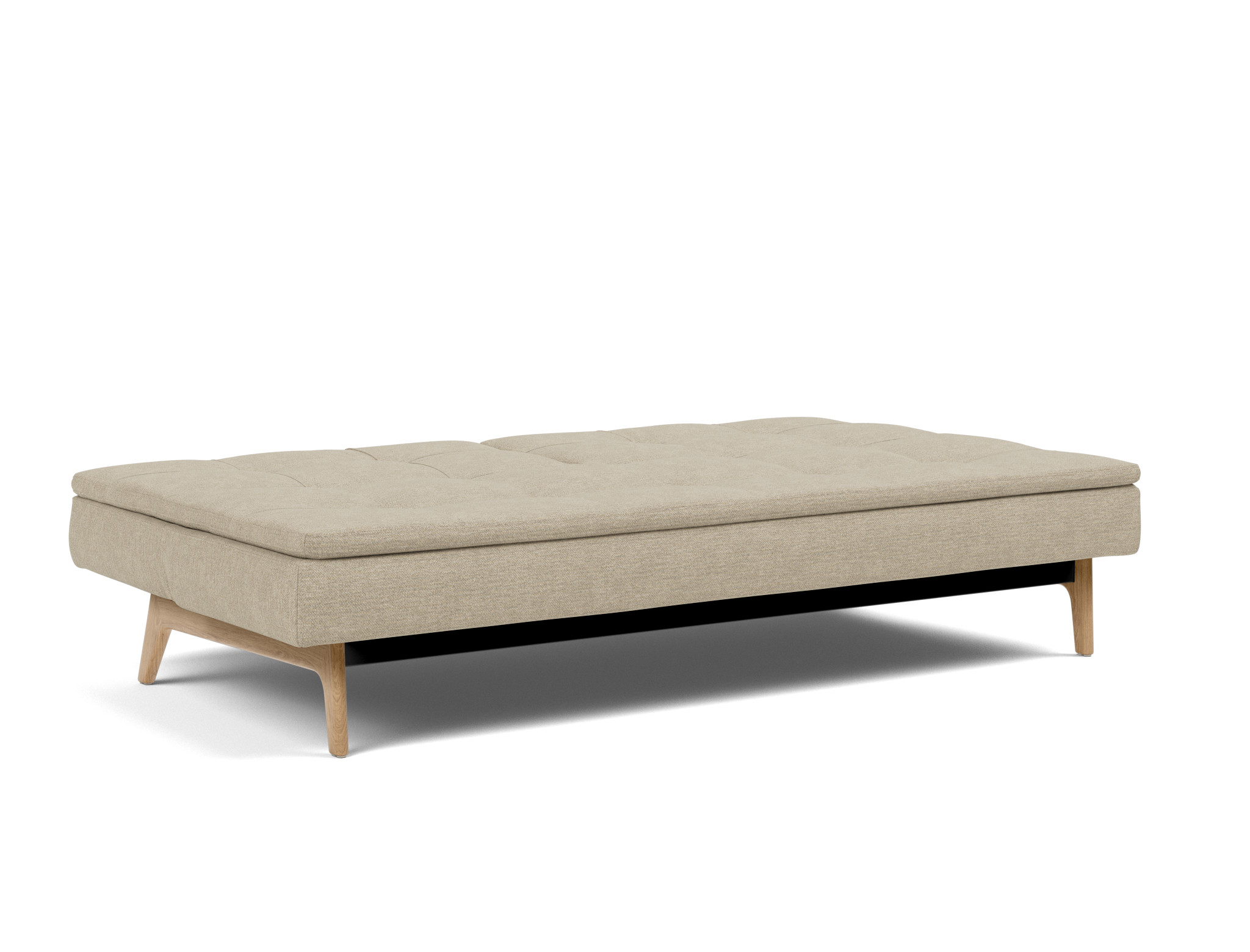 Schlafsofa Dublexo Strukturierter Stoff Taura 356-Sand Beine Eiche
