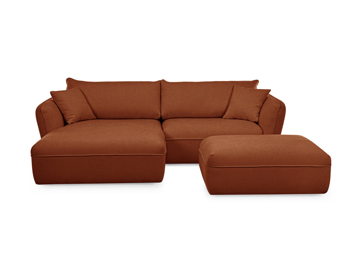 Bobochic Luigi Ecksofa mit Pouf Strukturstoff Orange Ecke links