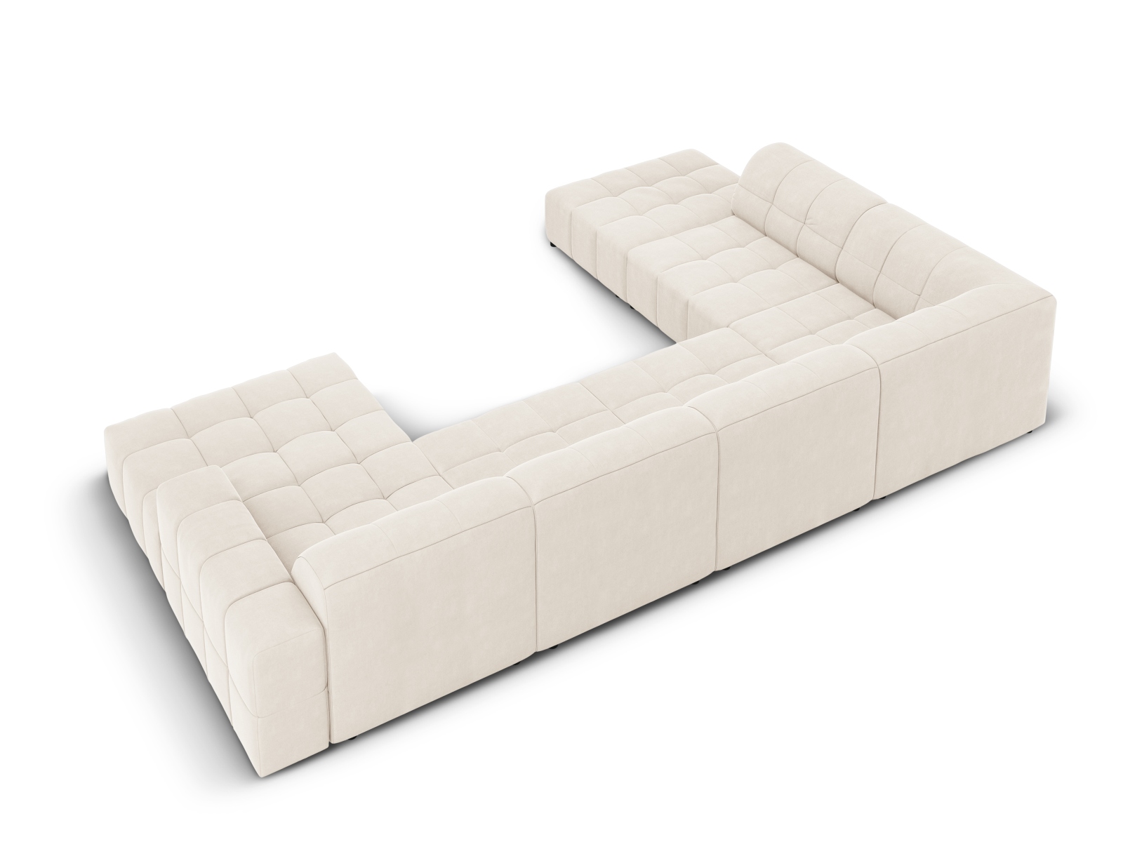 Cosmopolitan Design Panoramasofa Chicago 7-Sitzer Samt Bluvel Helles Beige Links