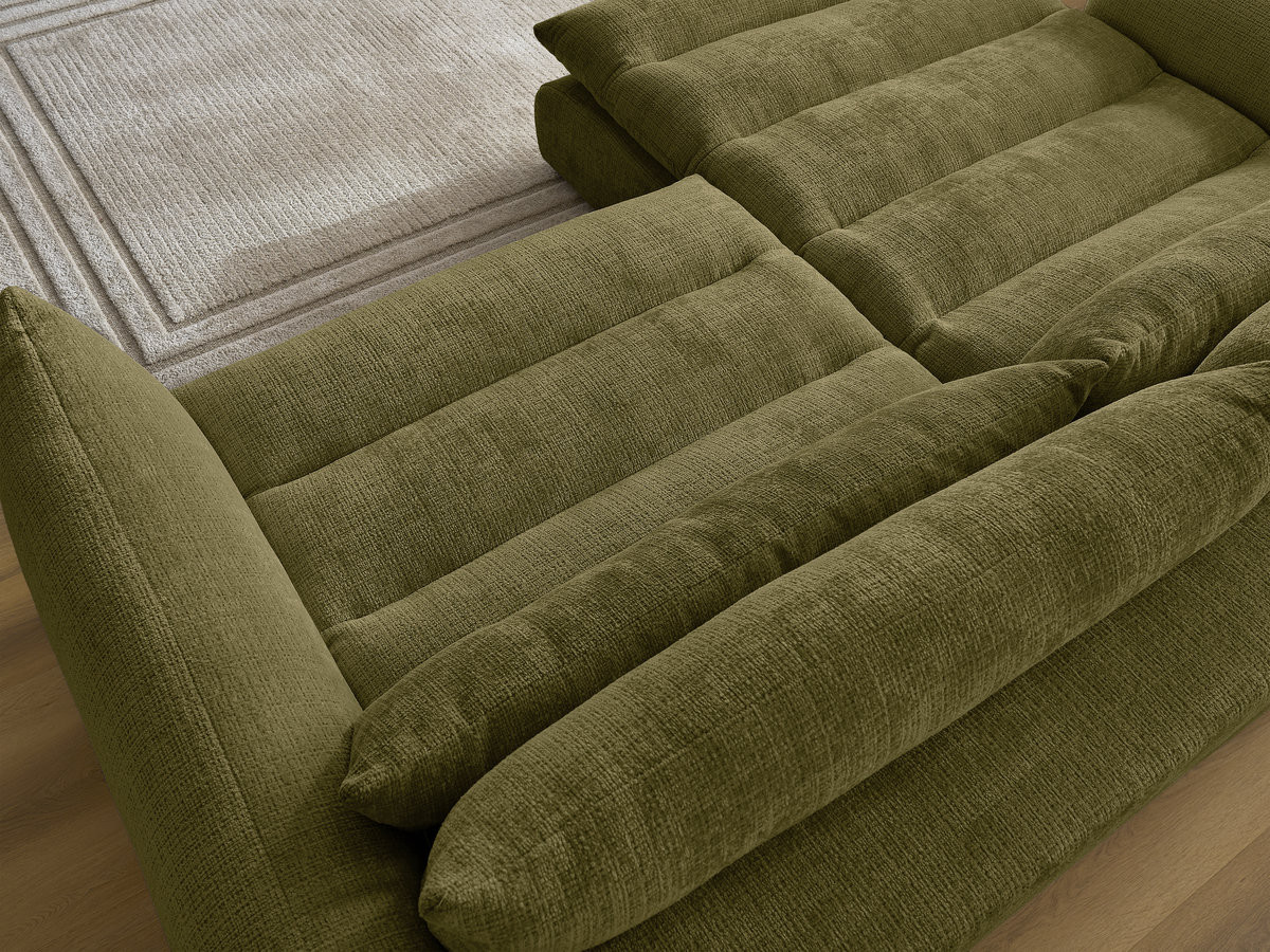 Bobochic Neil Ecksofa Strukturstoff Grün Ecke links