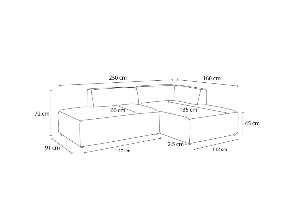 Bobochic Megeve Ecksofa Bouclé-Stoff Weiß Ecke links
