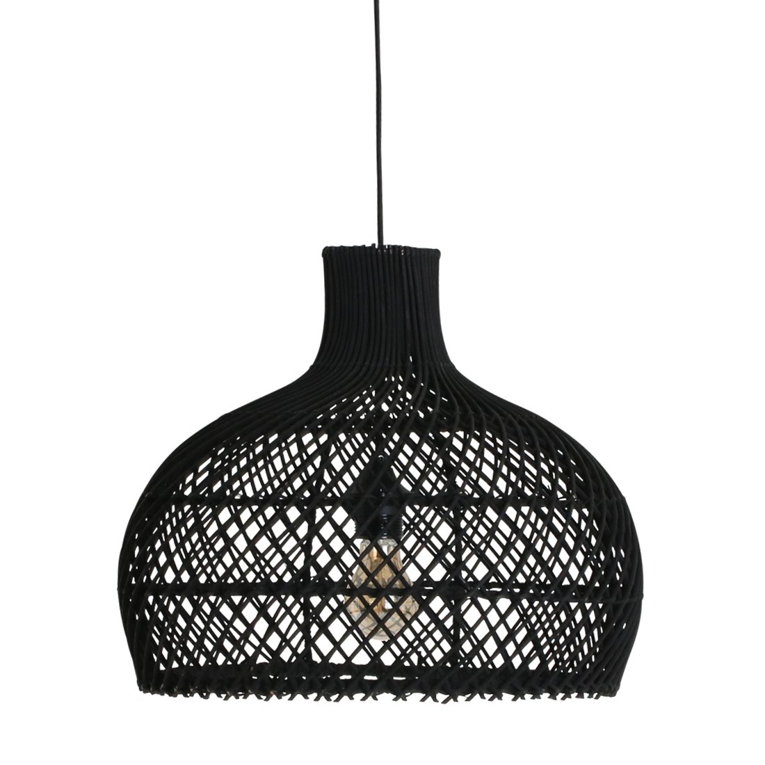 Raw Materials Maze Rattan-Hängelampe schwarz Ø 42x36cm