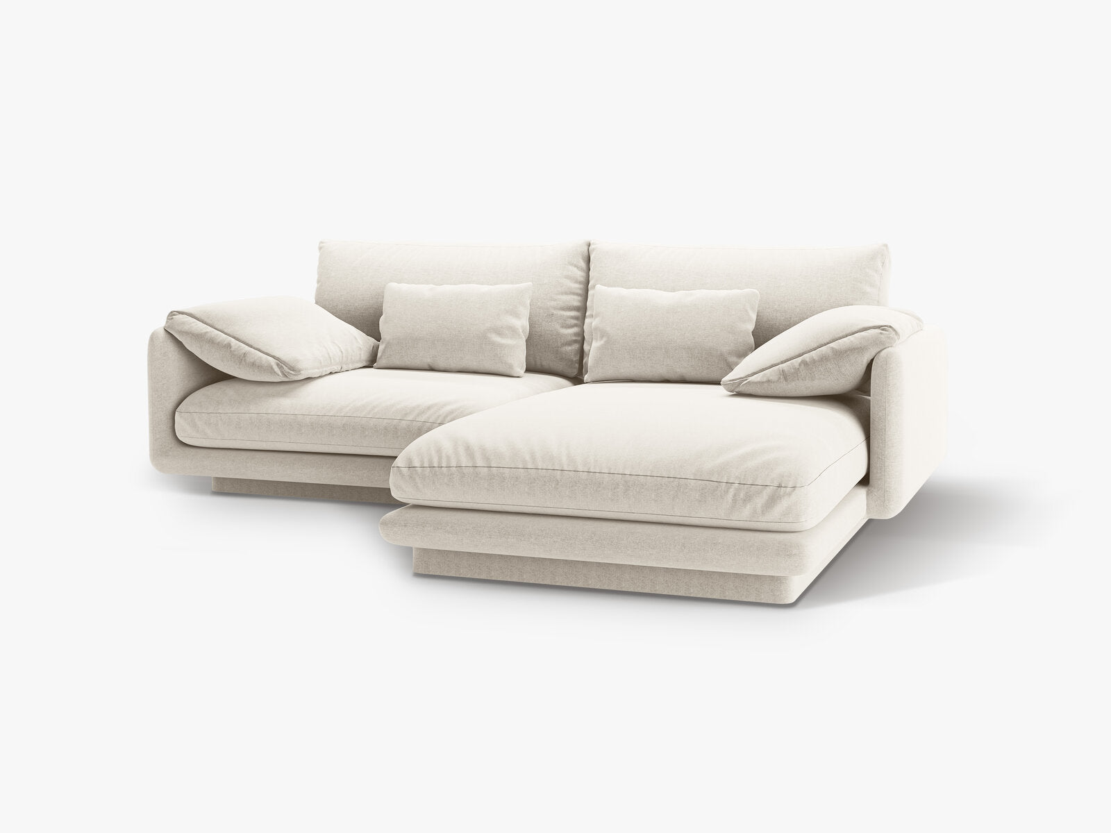Micadoni Ecksofa Torino 3-Sitzer Rechts Strukturierter Stoff Elfenbein