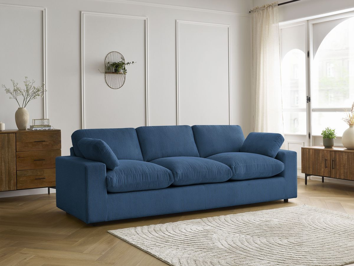 Bobochic Belair Sofa 3-Sitzer 250 × 93 cm Cordsamt Dunkelblau
