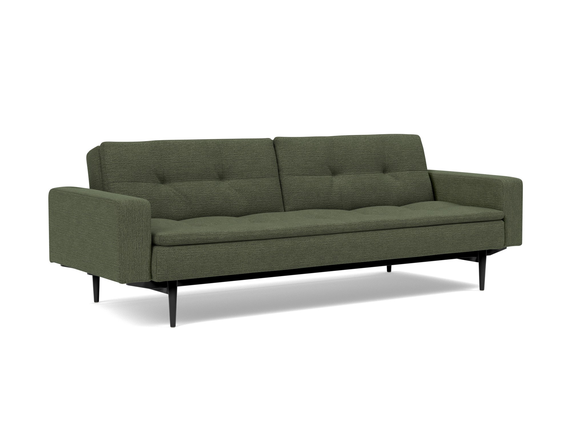 Schlafsofa Dublexo mit Armlehnen Strukturierter Stoff Taura 353-Forest Beine Styletto Eiche schwarz