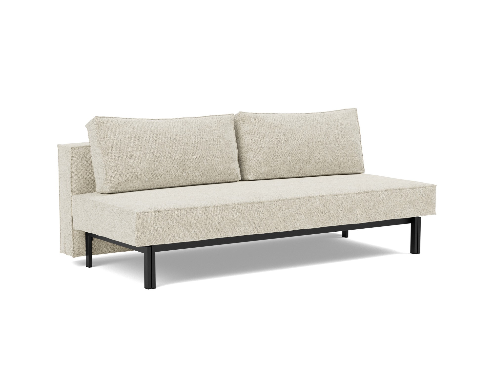Schlafsofa Sly Strukturierter Stoff Taura 357-Off-White Beine Schwarzes Metall