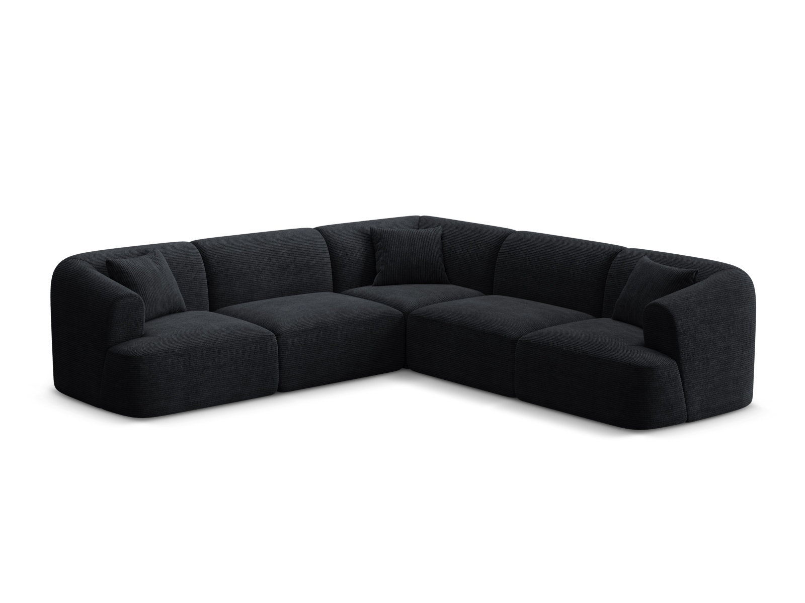 Cosmopolitan Design Symmetrisches Ecksofa Campi 6-Sitzer Kord Lincoln D Schwarz