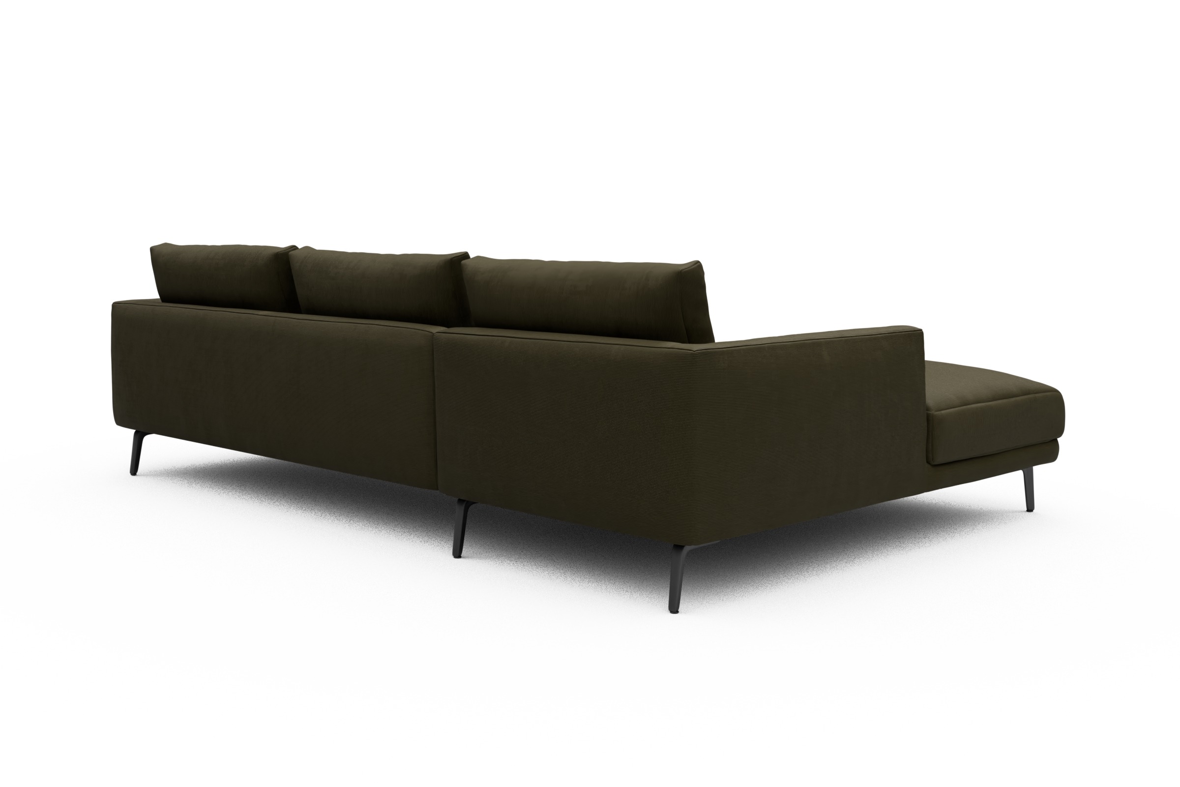 Ecksofa Karl Chaiselongue links mit 2,5-Sitzer Cordufine-Pine-Green