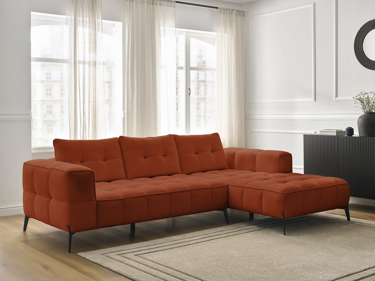 Bobochic Anis Ecksofa Strukturstoff Orange Ecke rechts