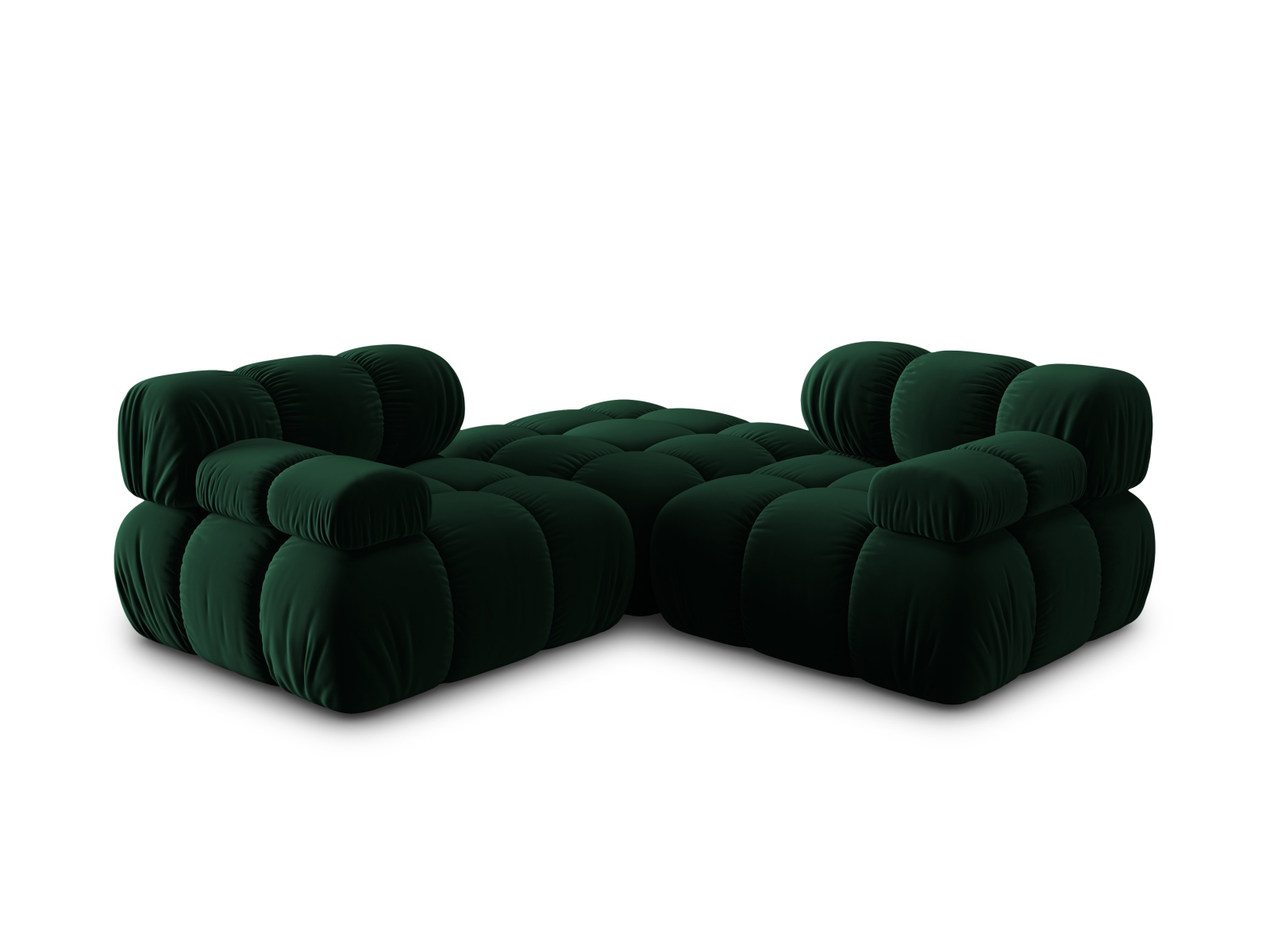 Micadoni Modulares Sofa Bellis 3-Sitzer mit flachem Modul Samt Bluvel Flaschengrün
