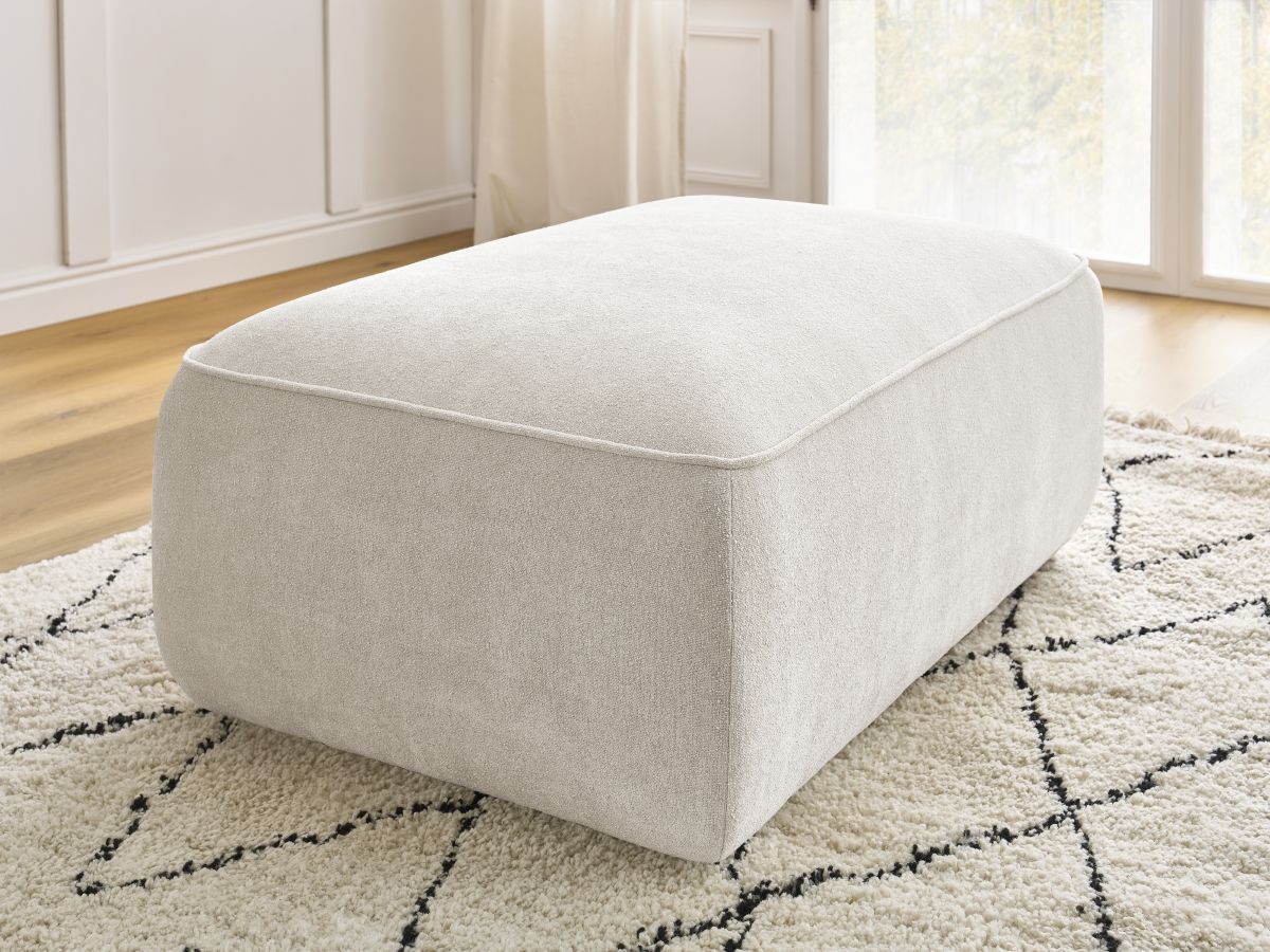 Bobochic Zephyr Pouf Strukturstoff Weiß