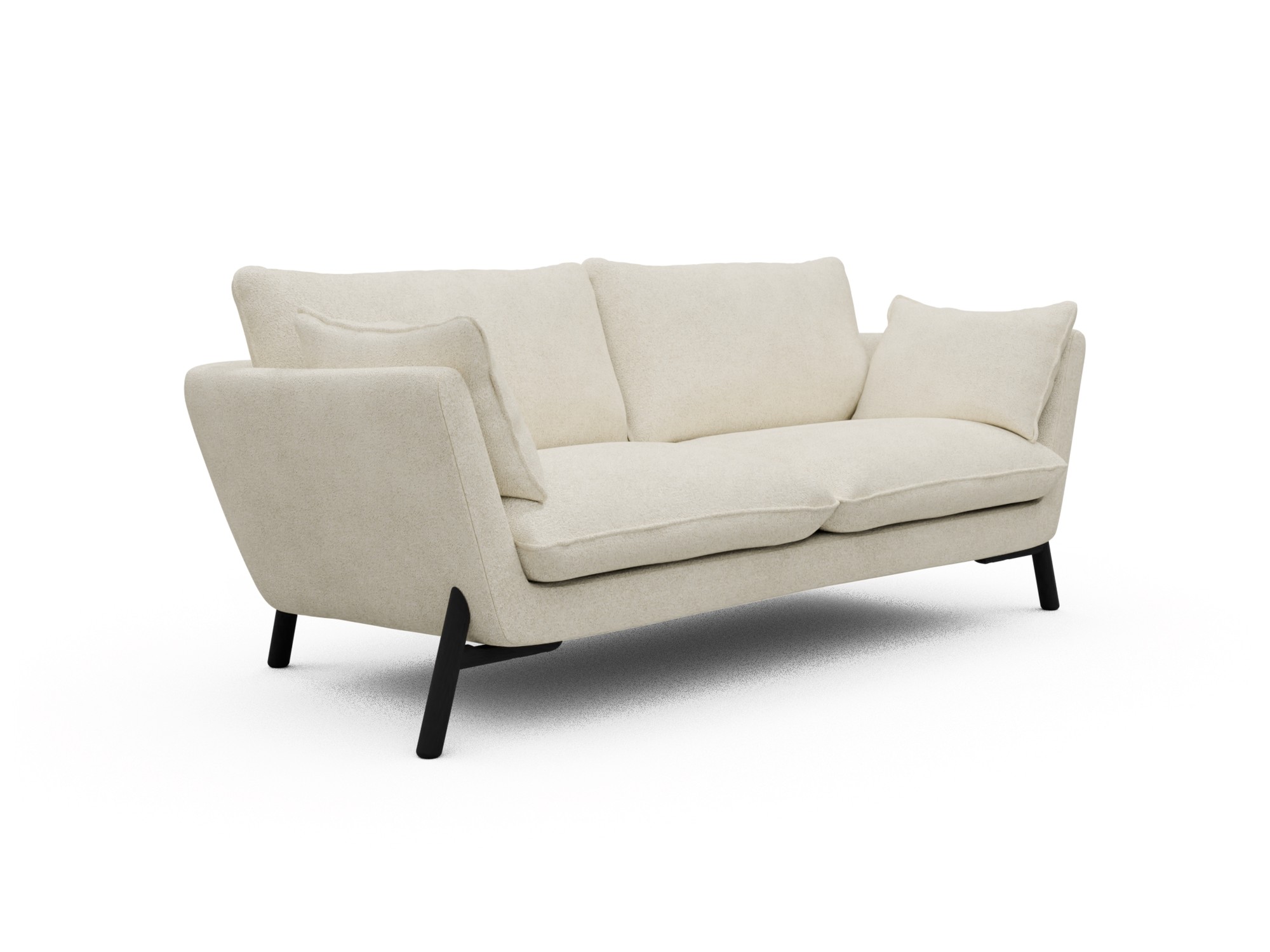 Skandi Home Sofa Emil 2-Sitzer Beinfarbe Eiche Schwarz Boucle-Off-White moebelfaktor