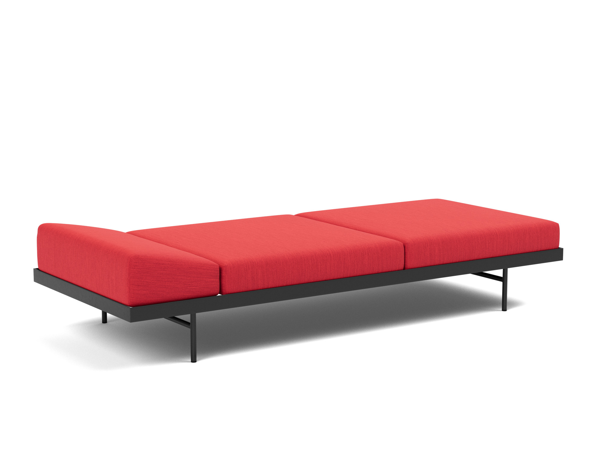 Tagesbett Puri Flachgewebe Elegance 511-Red Beine mit Nussbaumtisch
