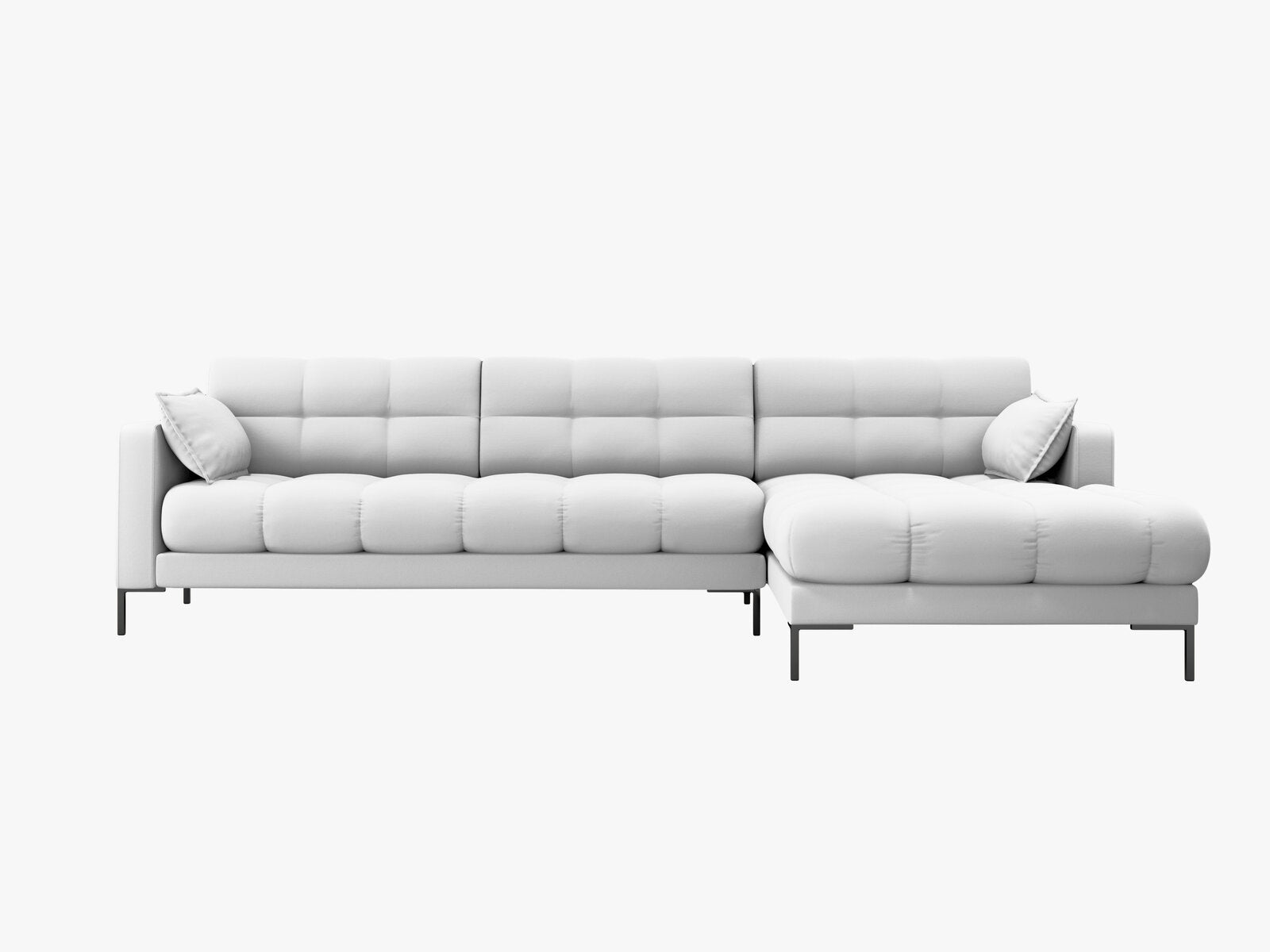 Micadoni Ecksofa Mamaia 5-Sitzer Rechts Strukturierter Stoff Neve Hellgrau schwarze Beine