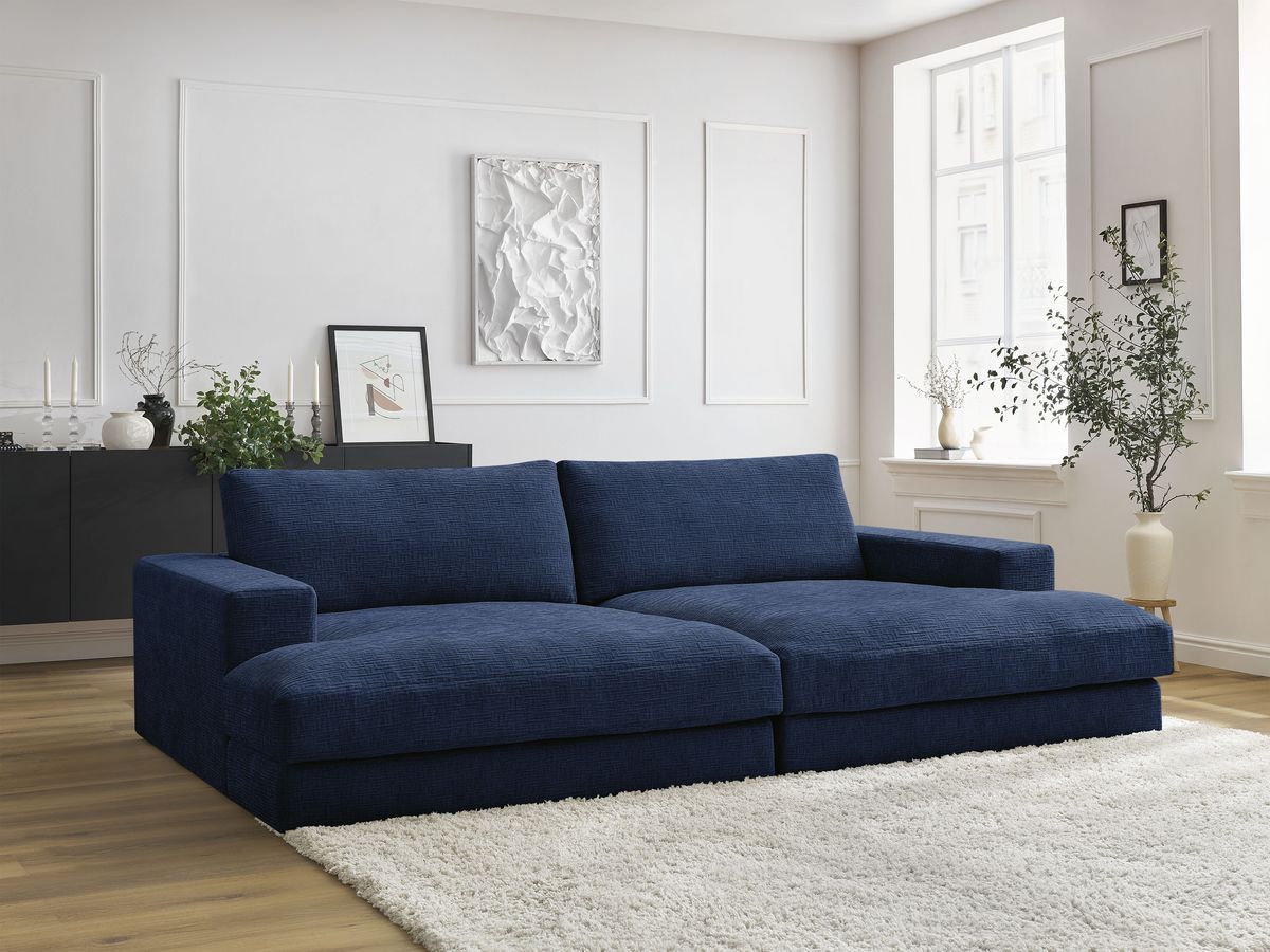 Bobochic Leonard Sofa 4-Sitzer 234 × 159 cm Strukturstoff Dunkelblau