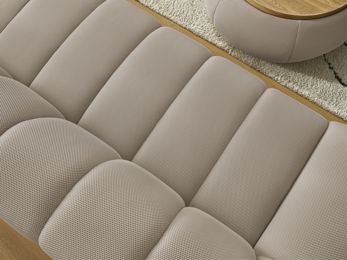 Bobochic Hayden Sofa 3-Sitzer mit Pouf 256 × 107 cm Mesh-Stoff Taupe