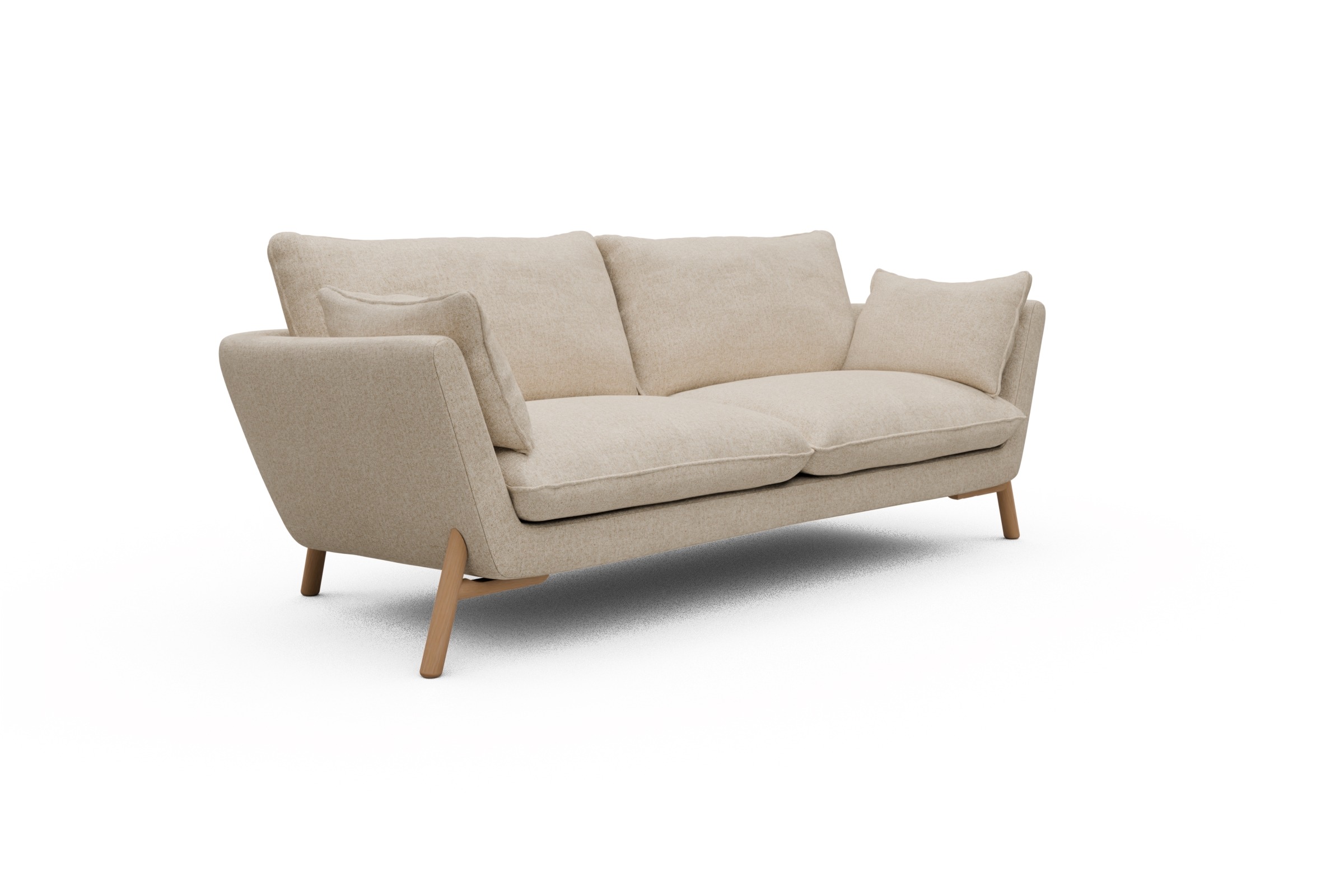 Sofa Emil 3-Sitzer Beinfarbe Eiche Natur Casone-Natural-Beige